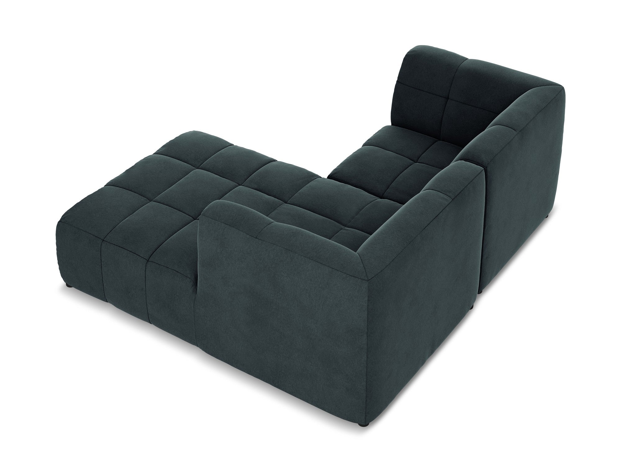 Right-facing velvet modular sofa for 2 people ALOHA in sea green