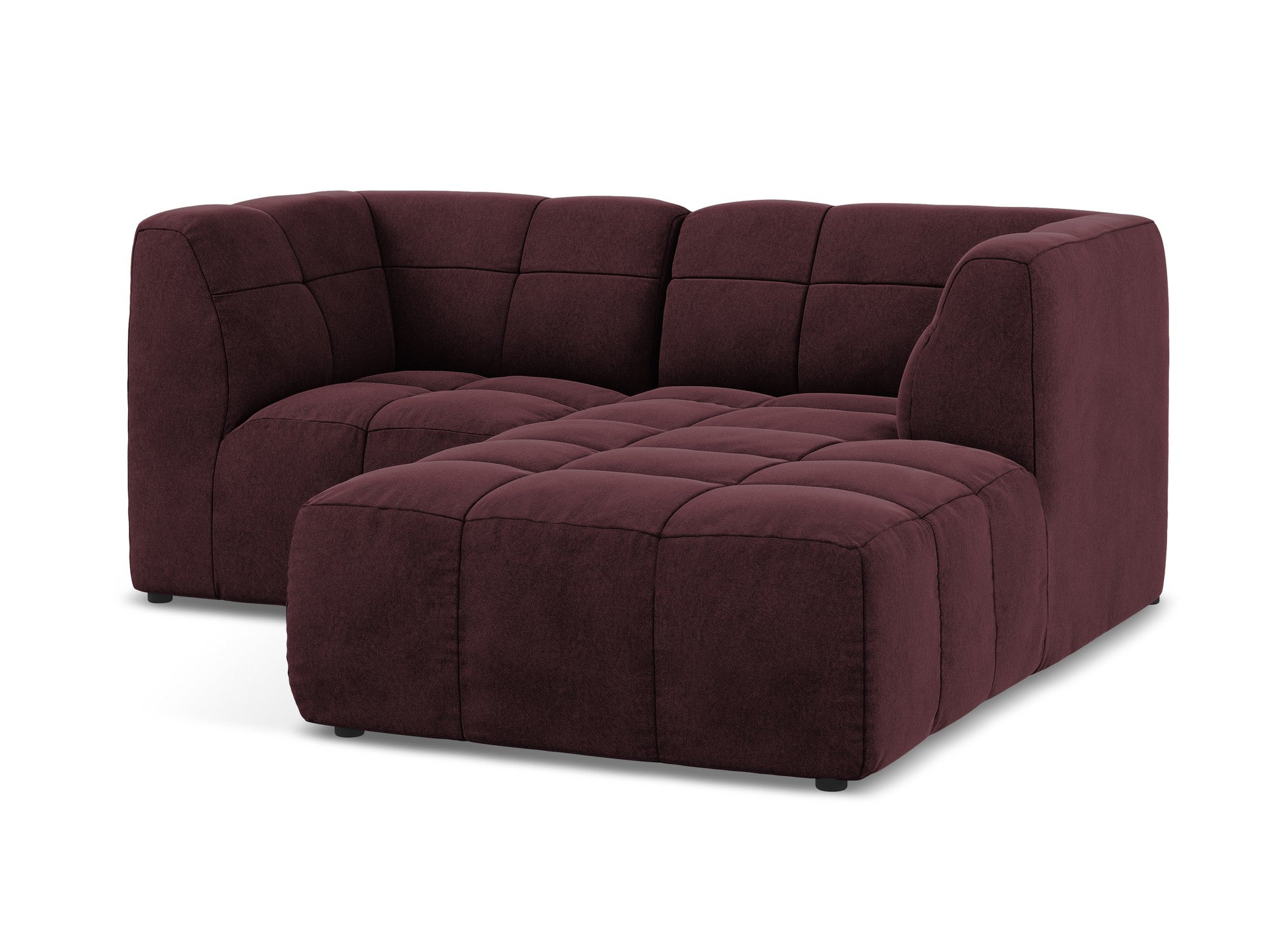 Right-facing velvet modular sofa for 2 people ALOHA in burgundy