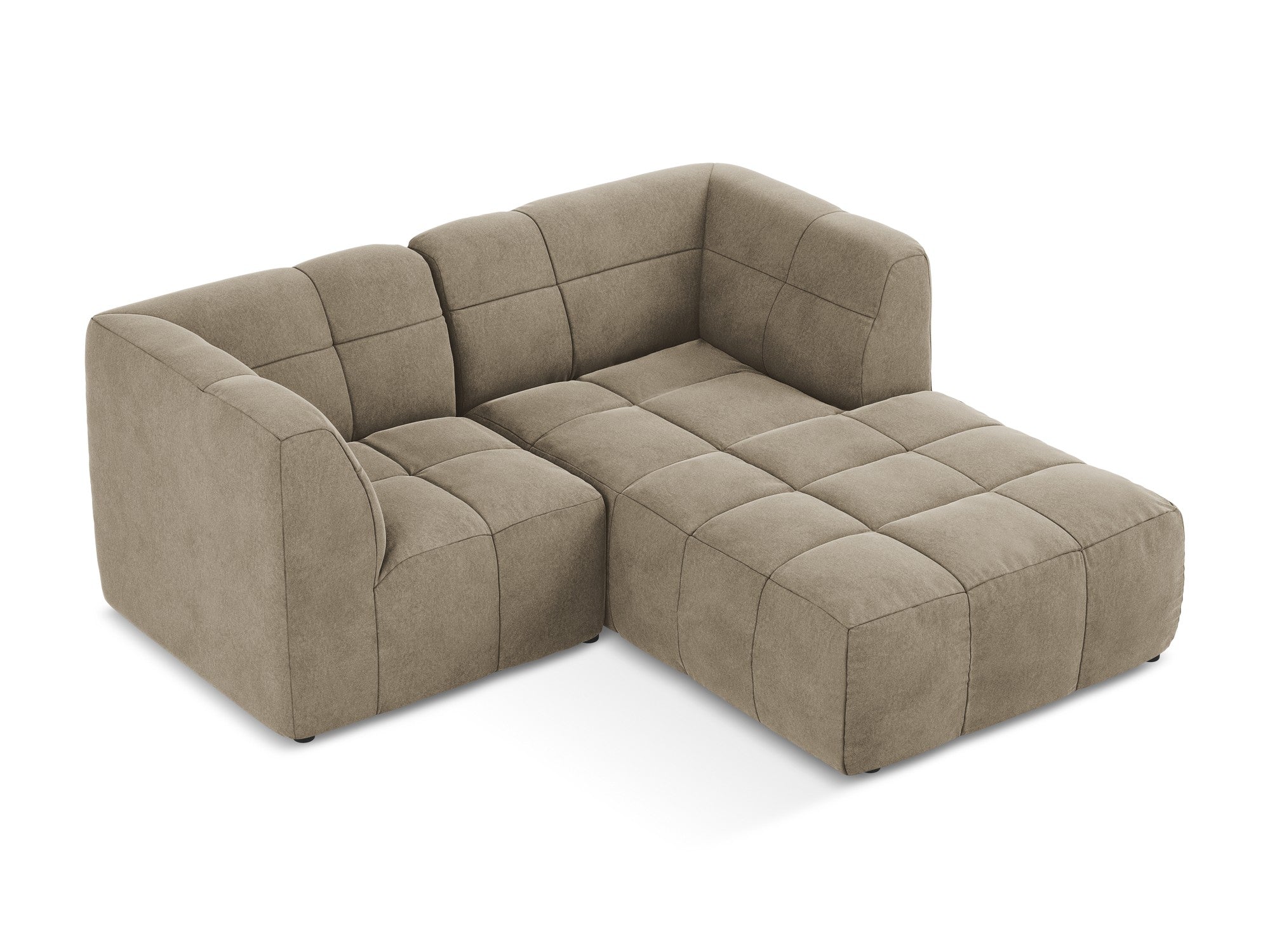 Beige Right-Handed Velvet Modular Sofa for Two ALOHA