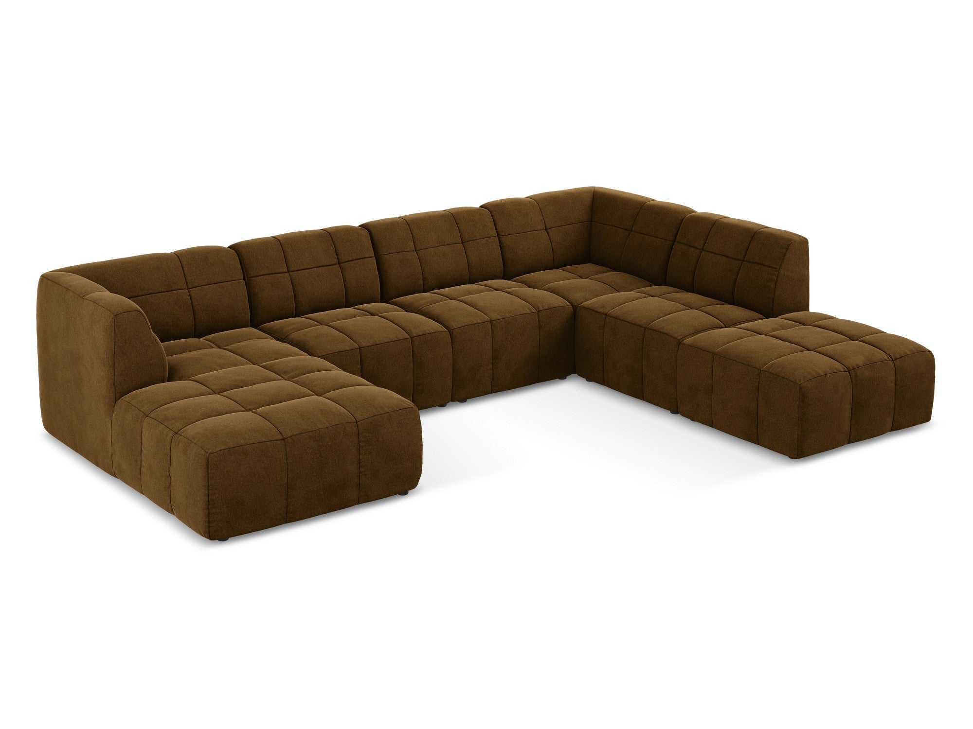 Modular Panoramic Velvet Corner Sofa ALOHA Mustard