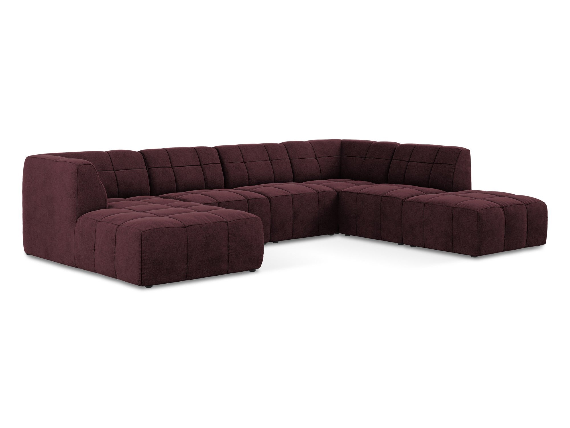 Burgundy Modular Panoramic Velvet Corner Sofa ALOHA