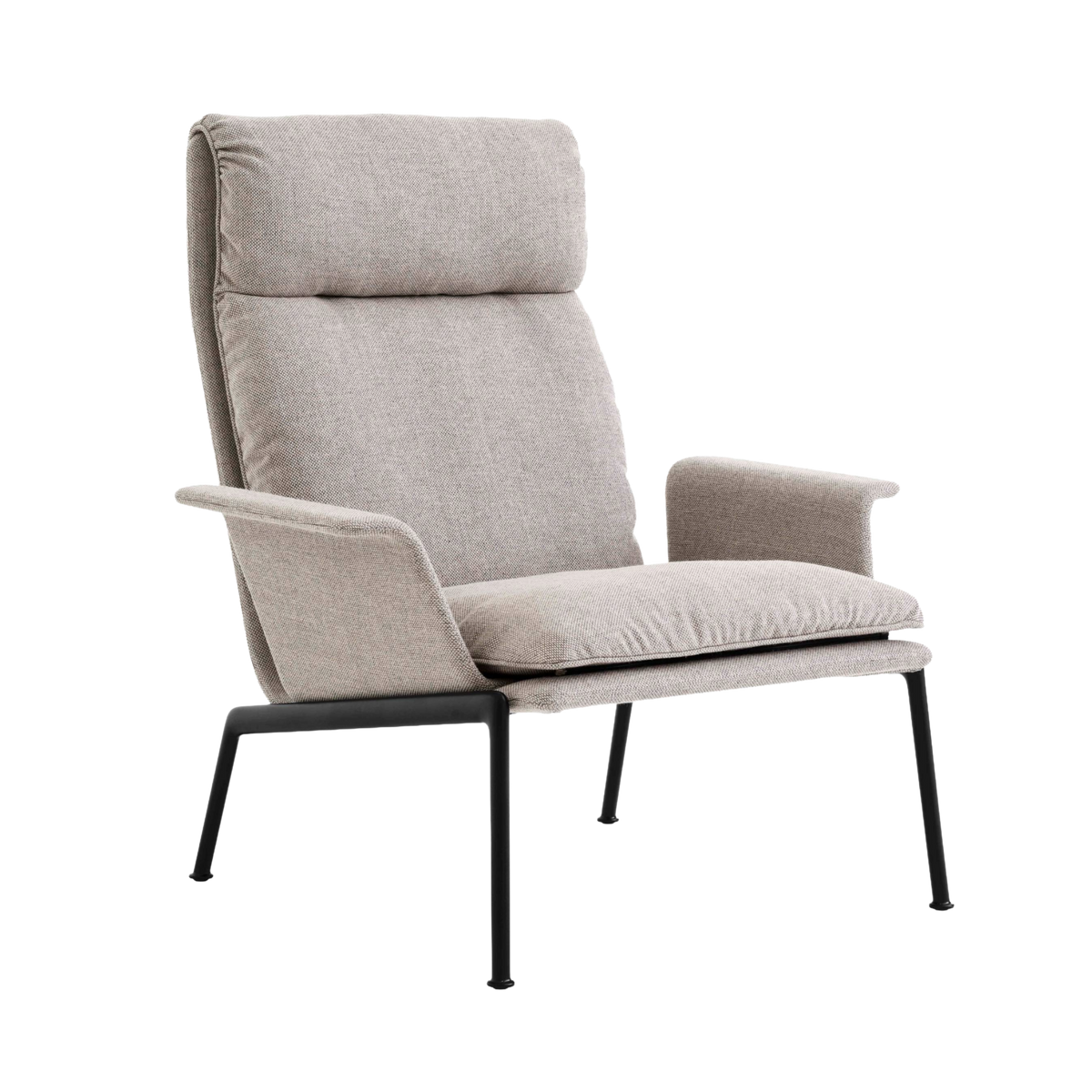 Upholstered MUNO LN17 armchair with a black base