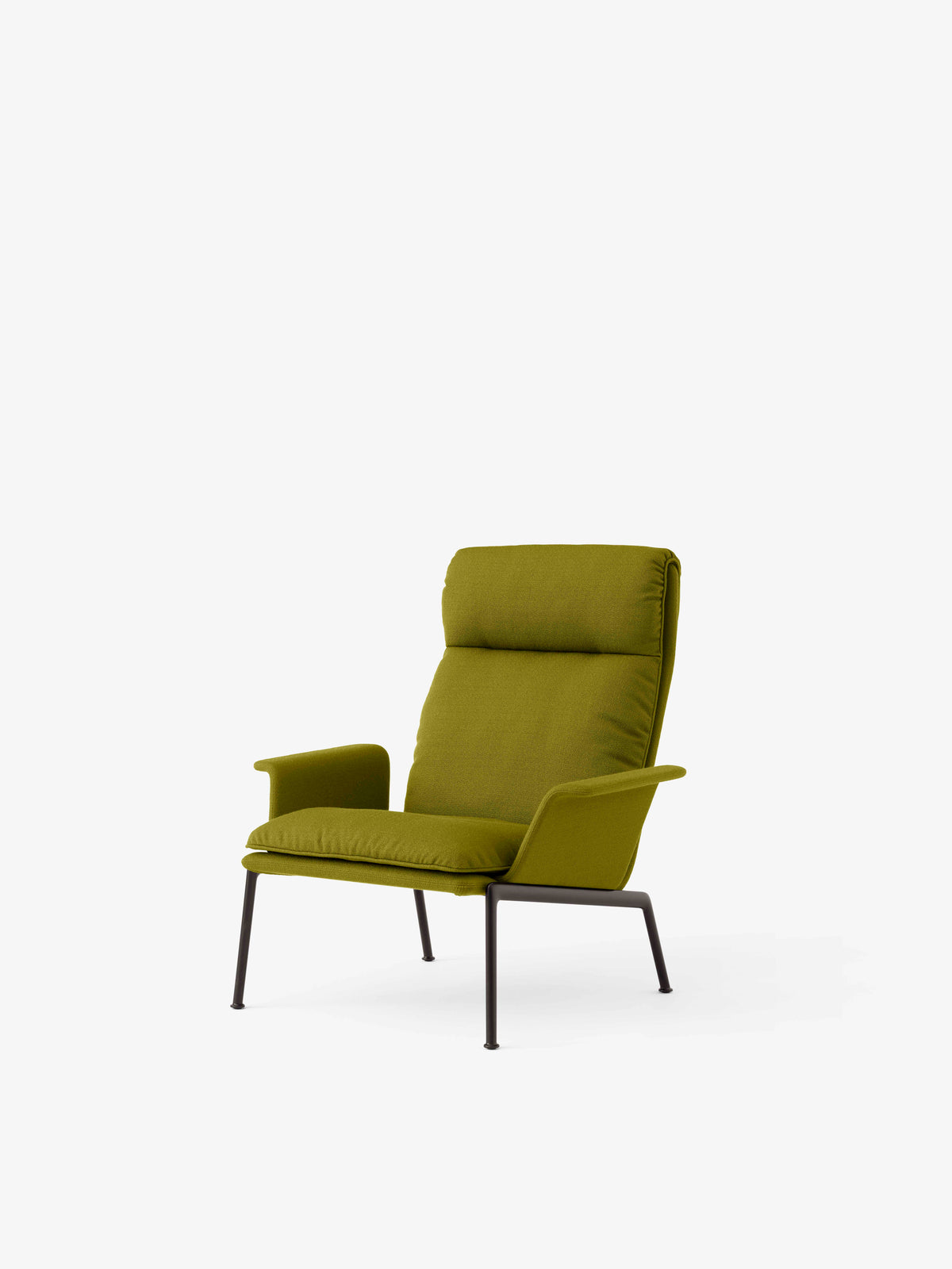 Upholstered MUNO LN17 armchair with a black base