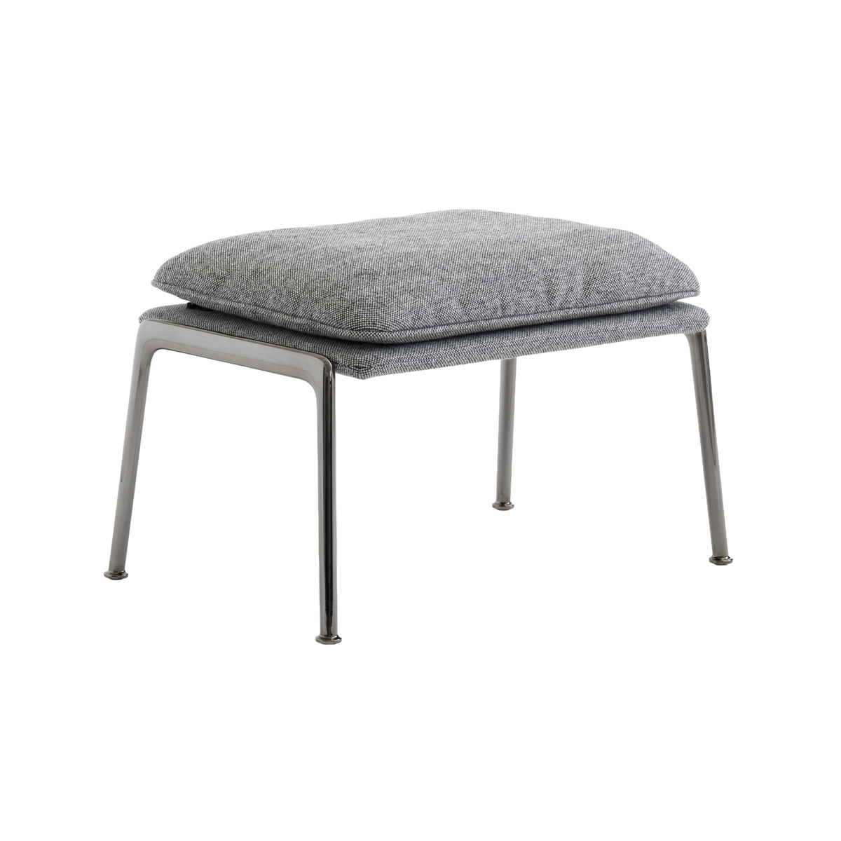 Upholstered MUNO LN20 footstool with a dark aluminum base