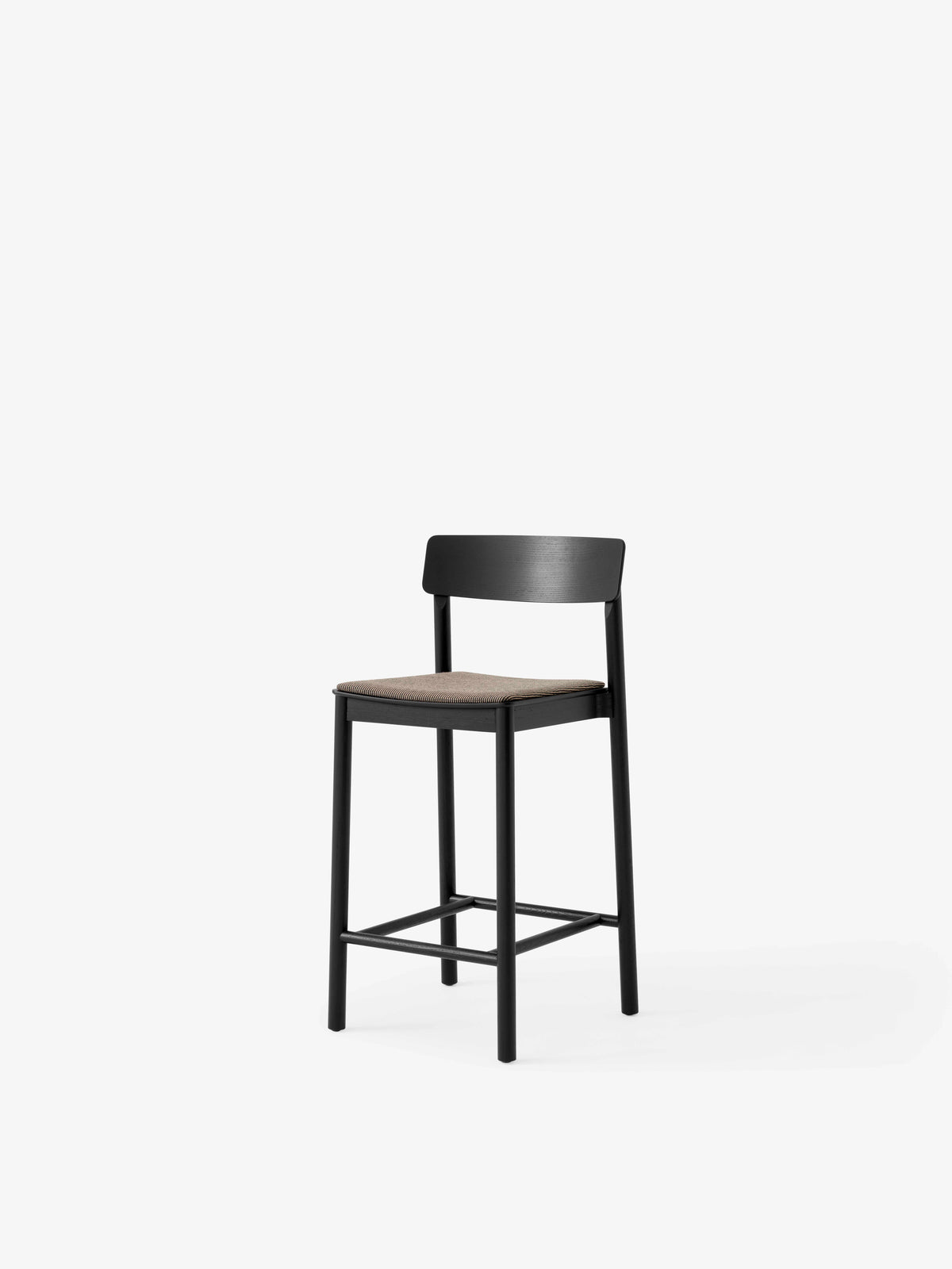 BETTY stool in black lacquered ash with an upholstered seat