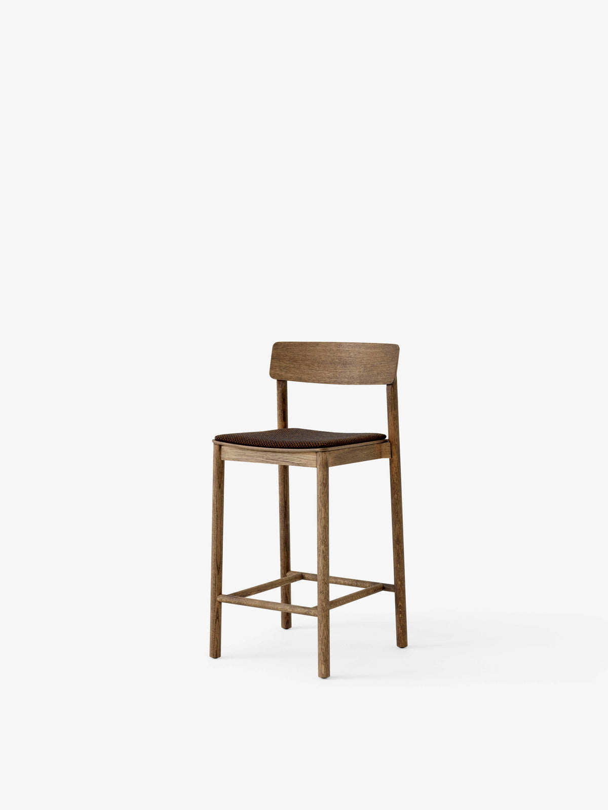 BETTY stool in smoked oiled oak with an upholstered seat