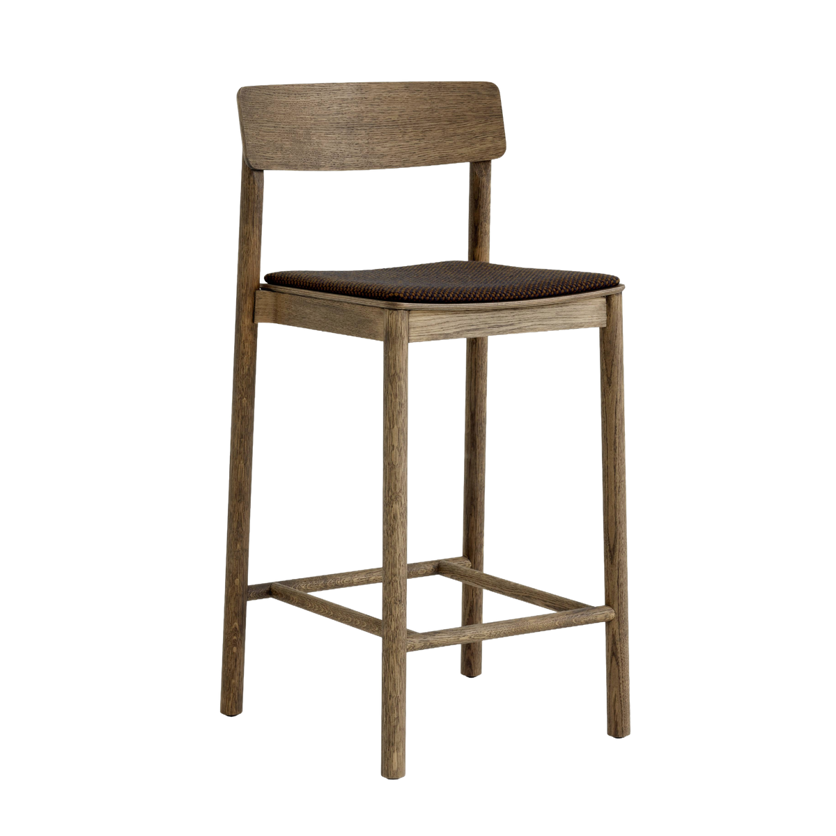 BETTY stool in smoked oiled oak with an upholstered seat