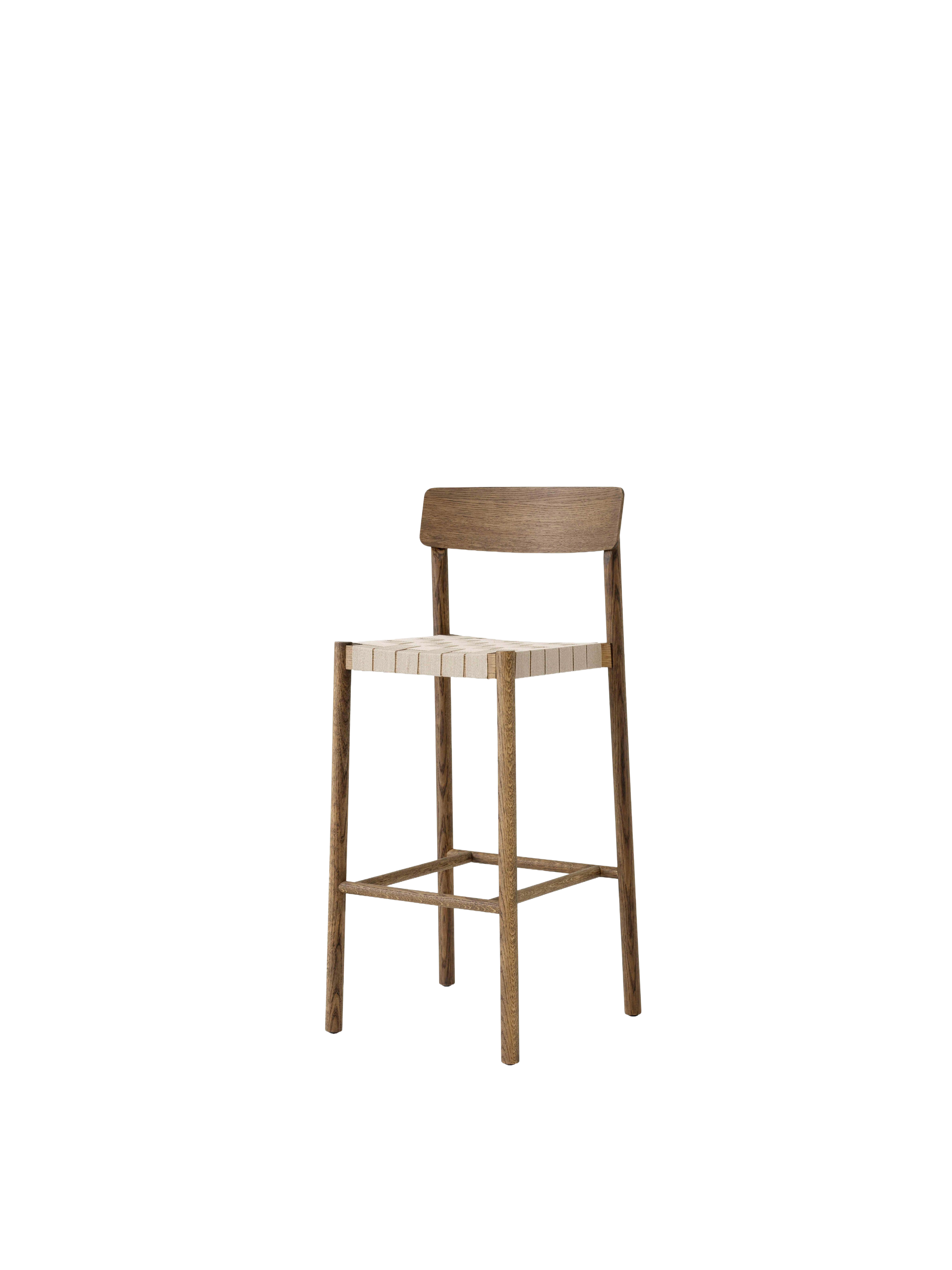 BETTY Stool with beige woven seat and smoked oiled oak