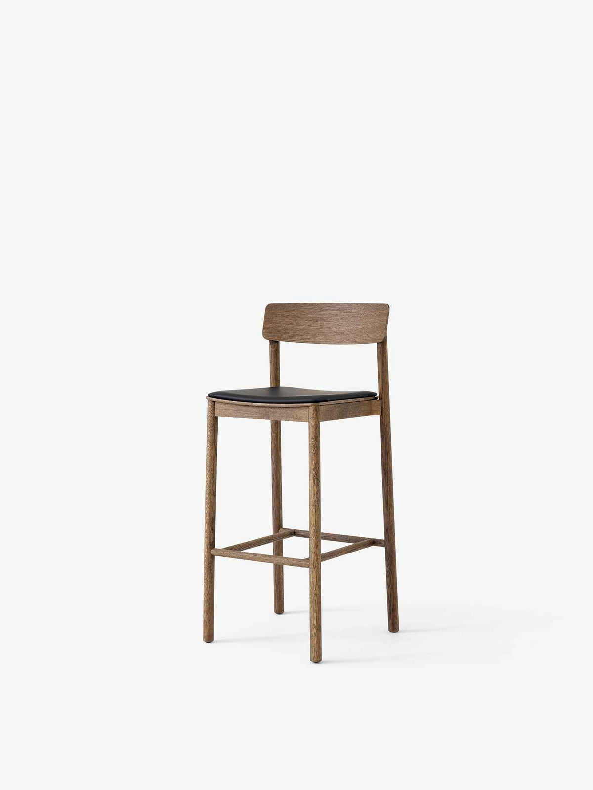 BETTY stool in smoked oiled oak with an upholstered seat