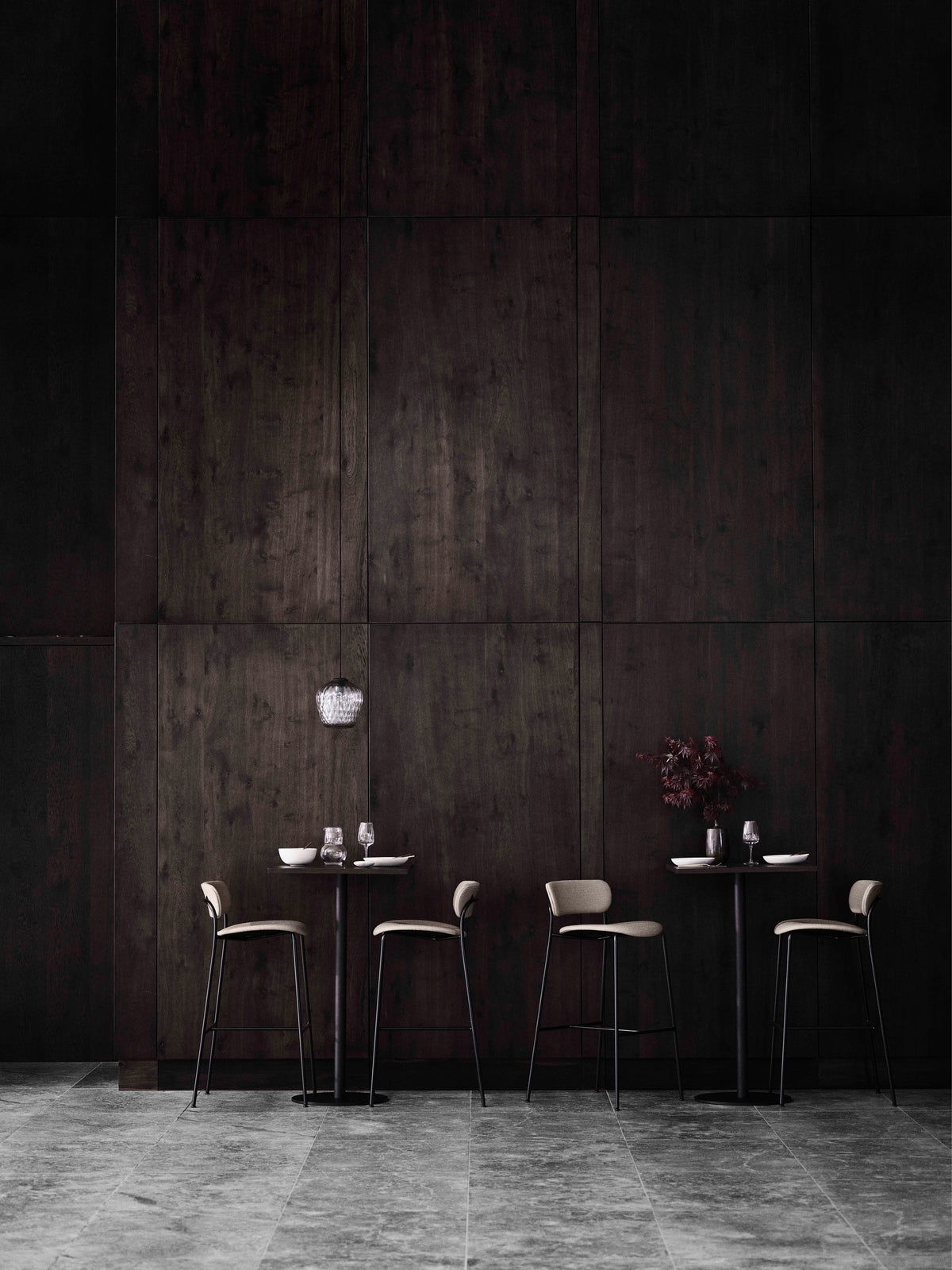 PAVILION Stool Upholstered with Black Base