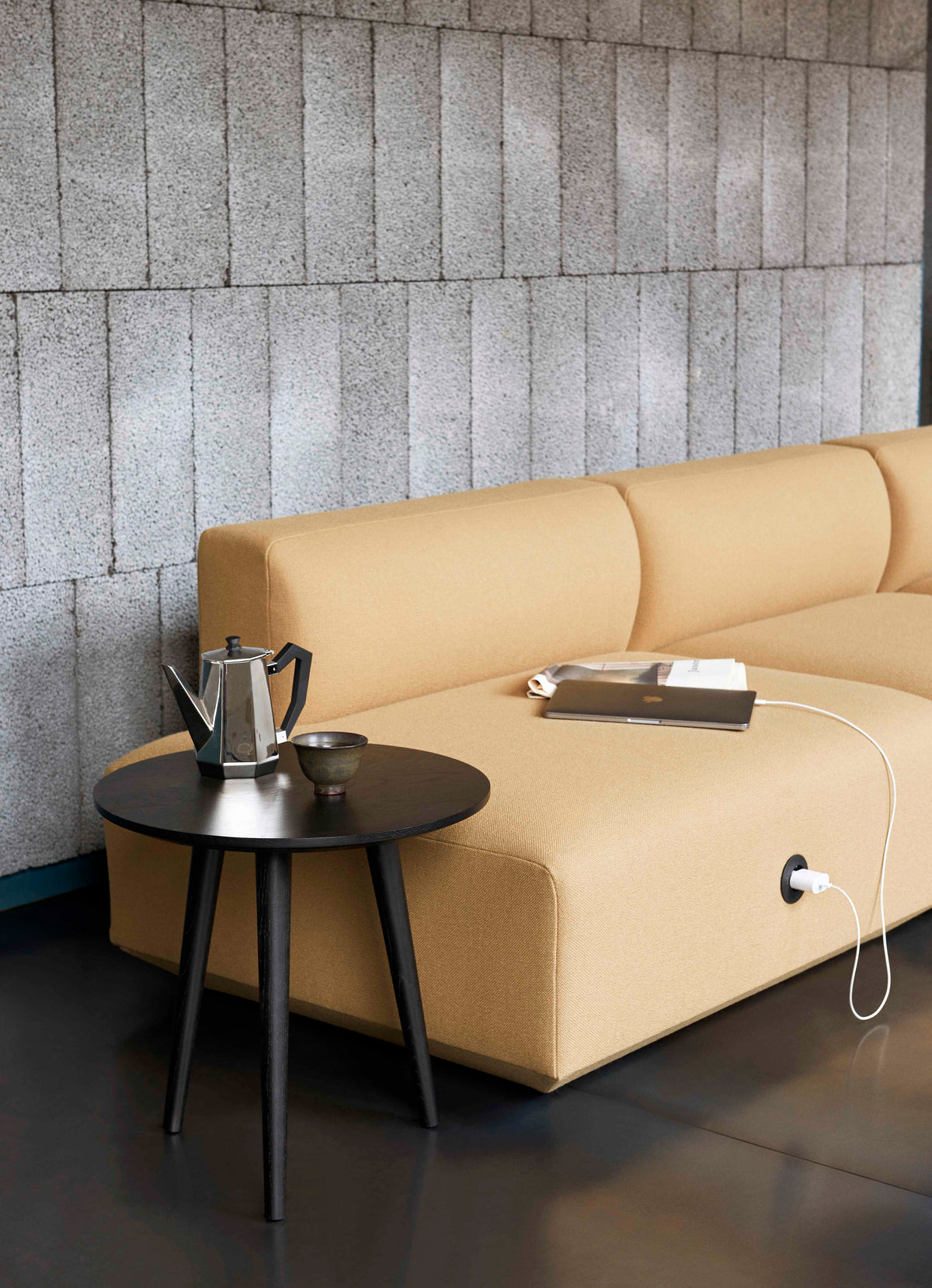 Right-facing modular corner sofa for 4 people DEVELIUS beige