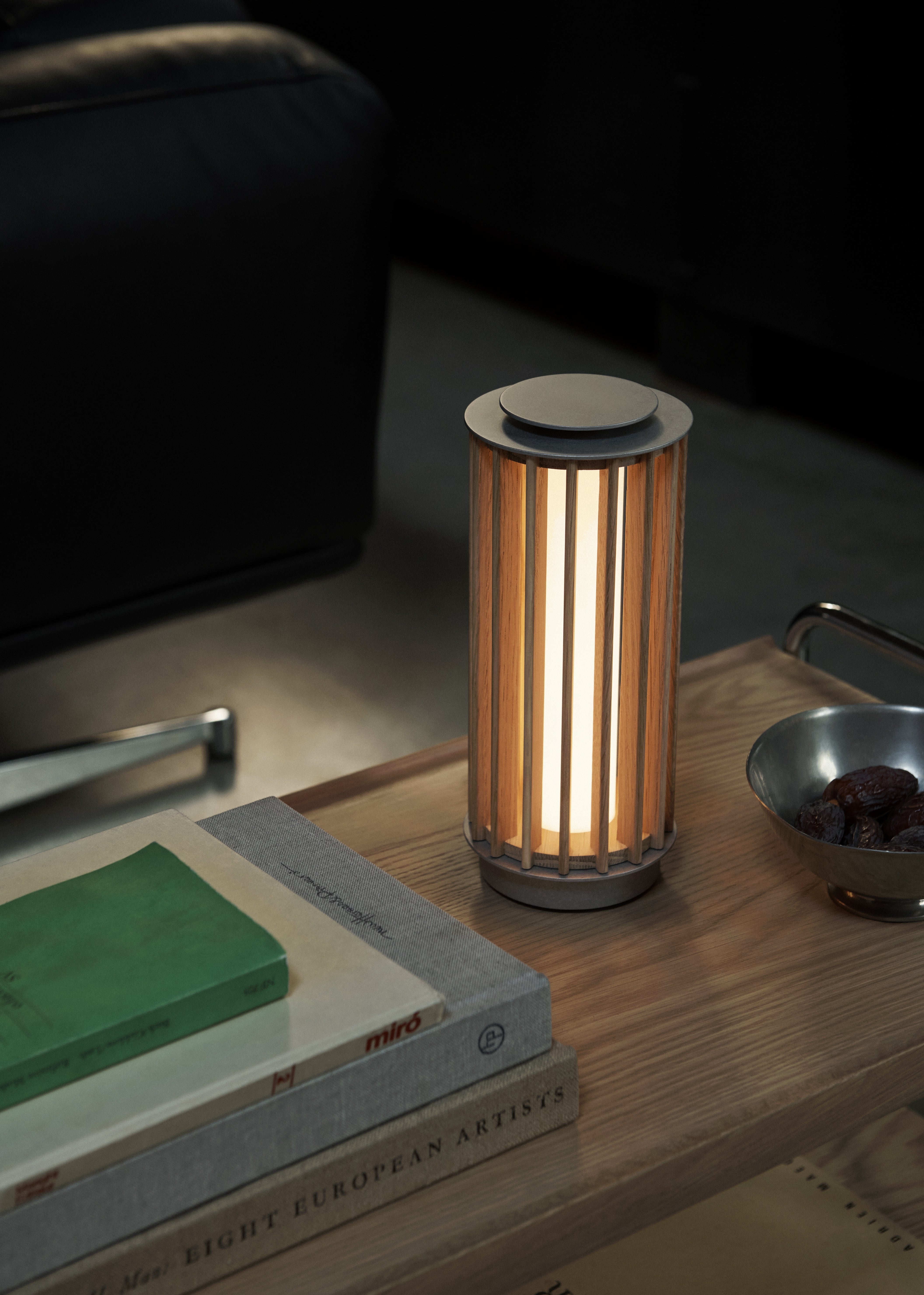 Portable lamp NUMBRA TY3 aluminum with oak wood