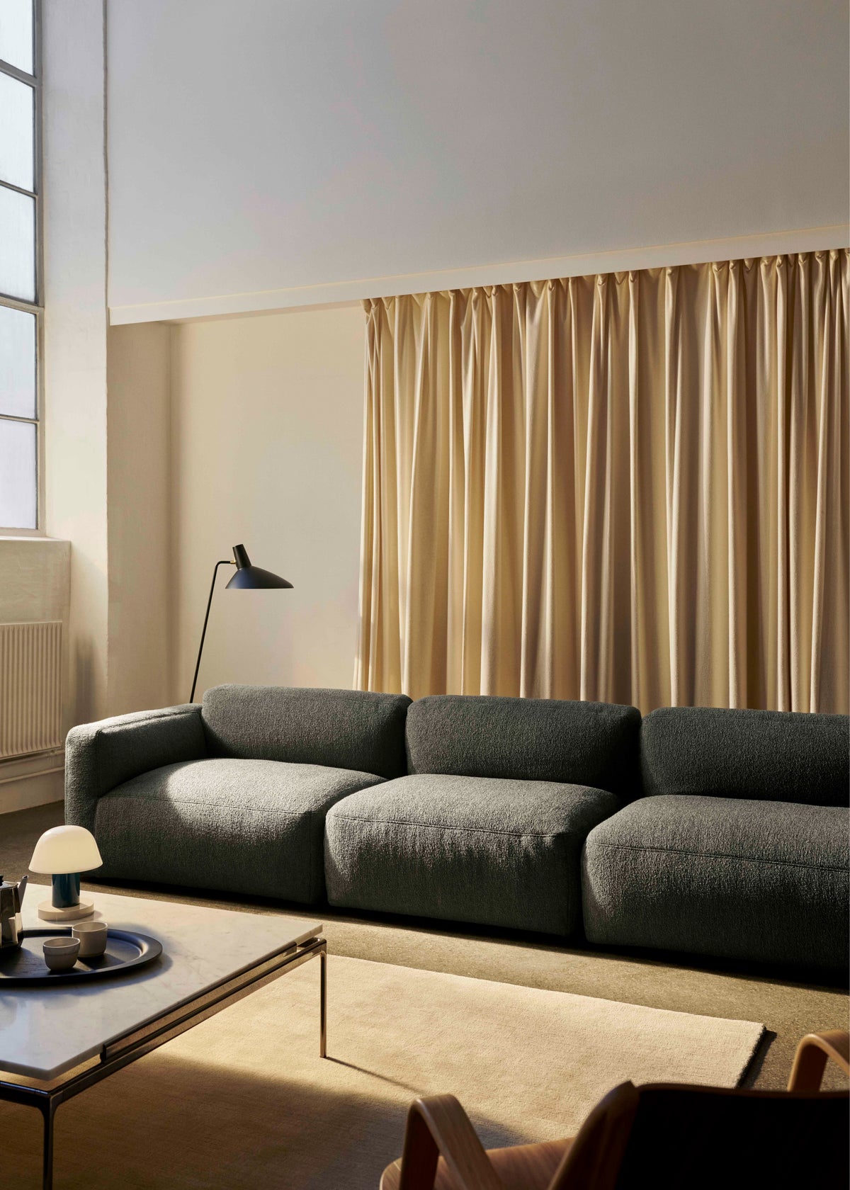 Right-Hand Modular Corner Sofa 3-Seater DEVELIUS MELLOW Upholstered