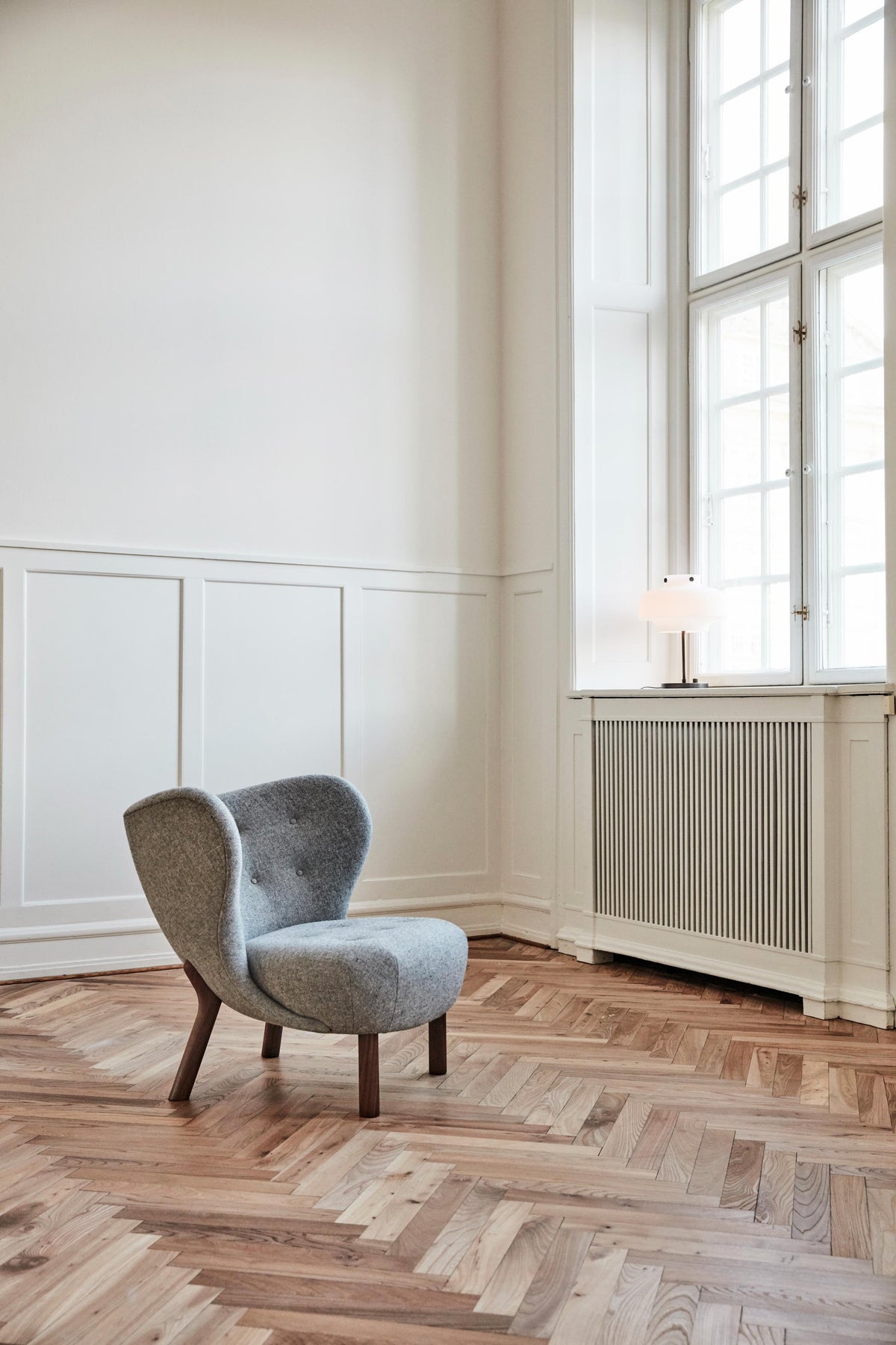 COPENHAGEN SC13 Table Lamp with Opal Shade and Brushed Brass Base