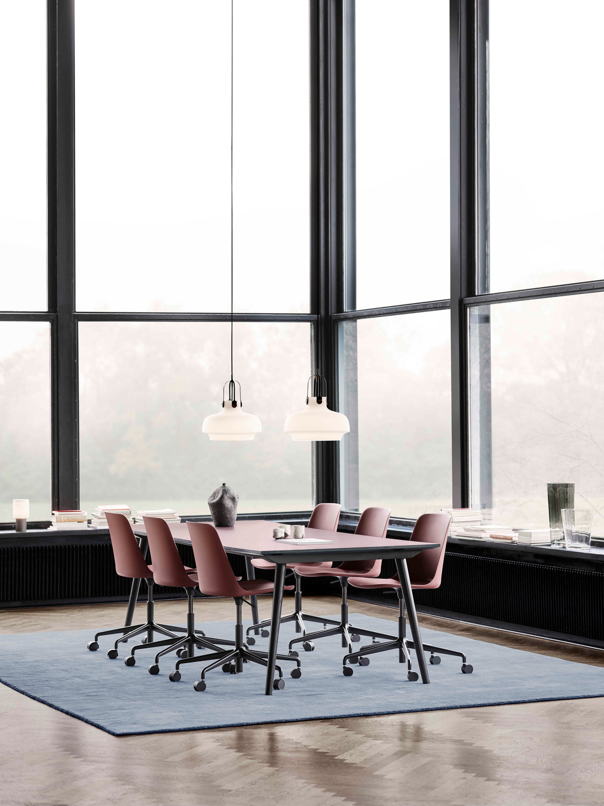 RELY HW28 Office Chair in Rusty Brown with Black Aluminum Base on Wheels