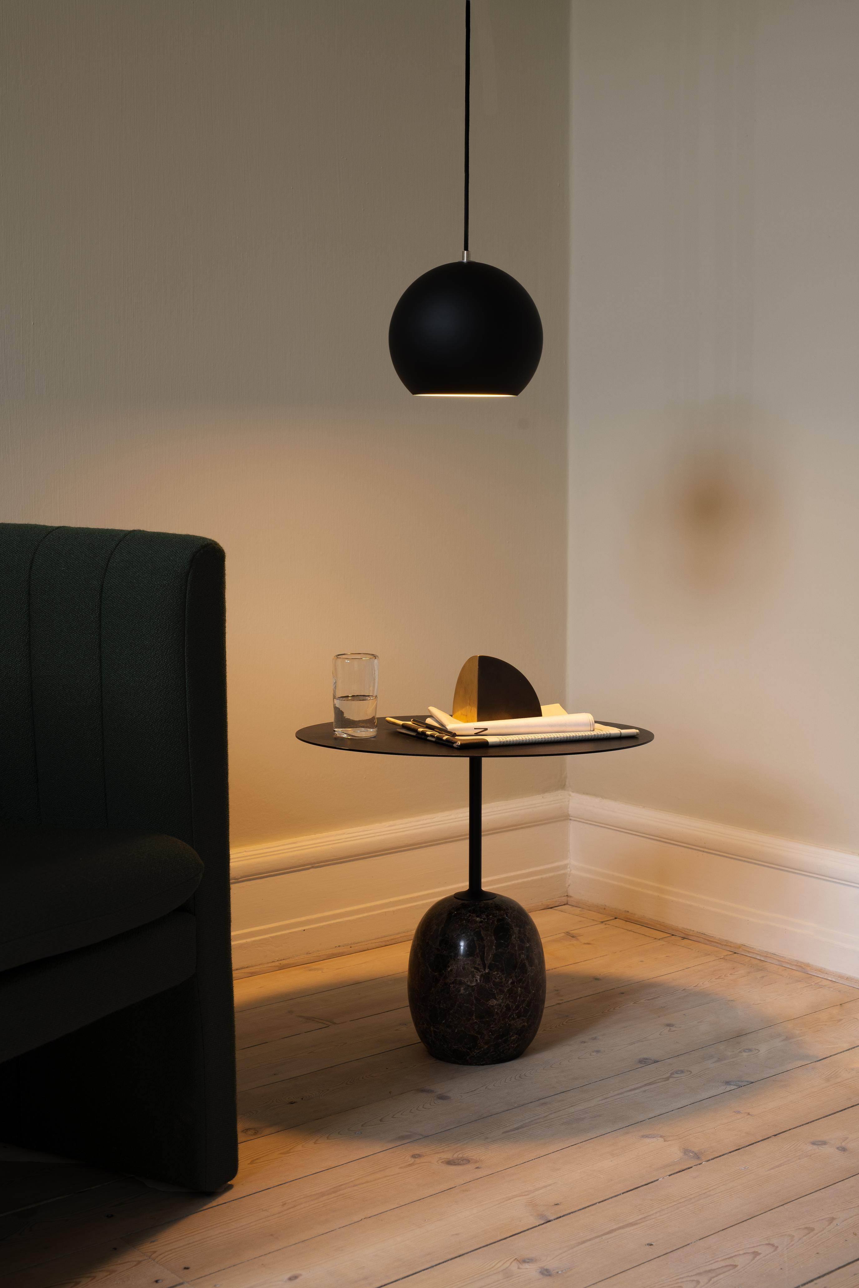 Side table LATO dark green top with gray-green marble base