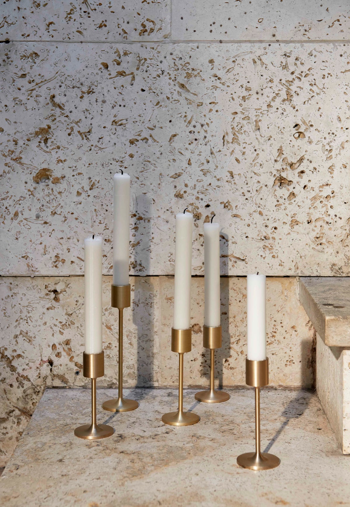 COLLECT Candle Holder Set in Brushed Brass
