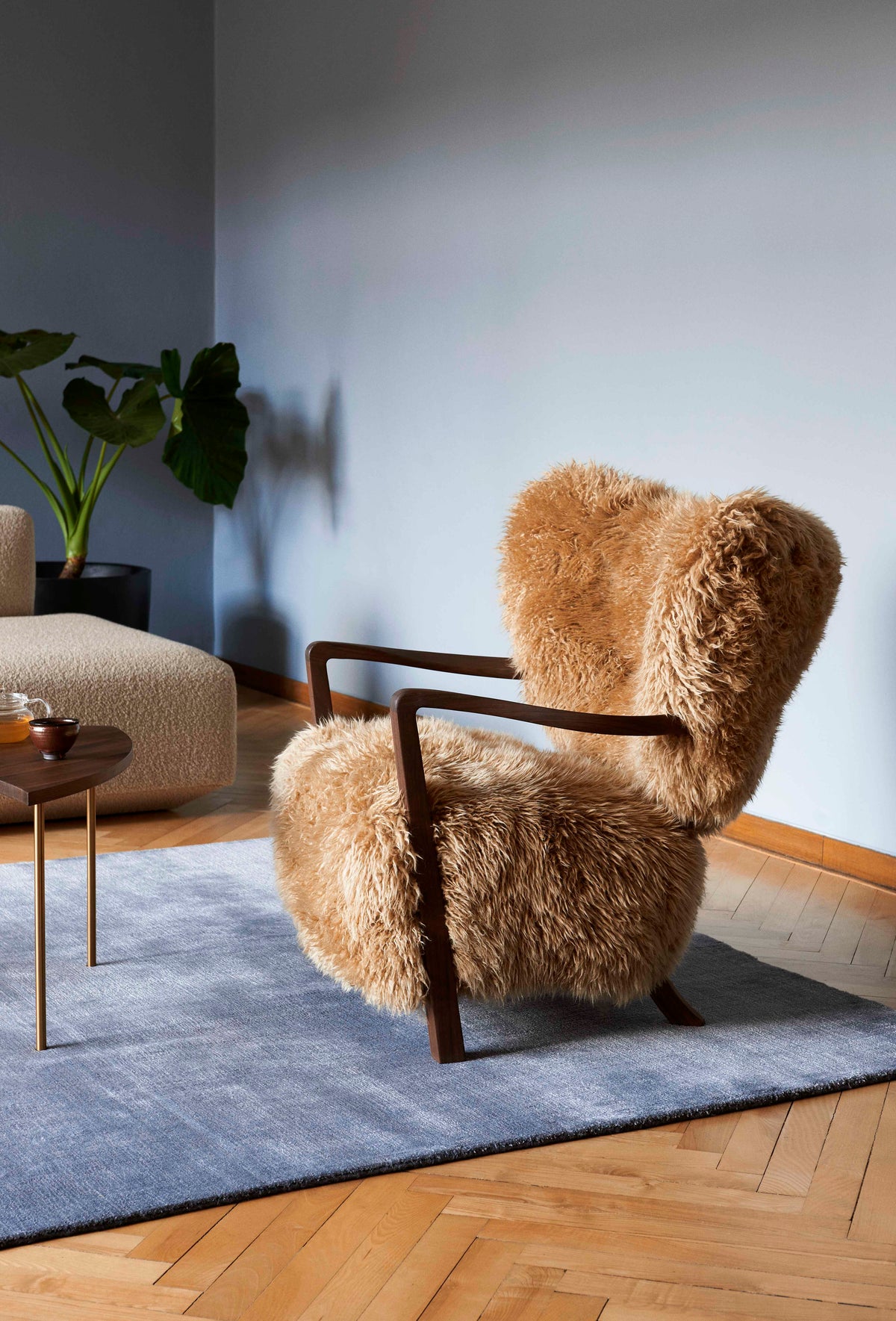 Upholstered WULFF ATD2 Armchair with Walnut Base