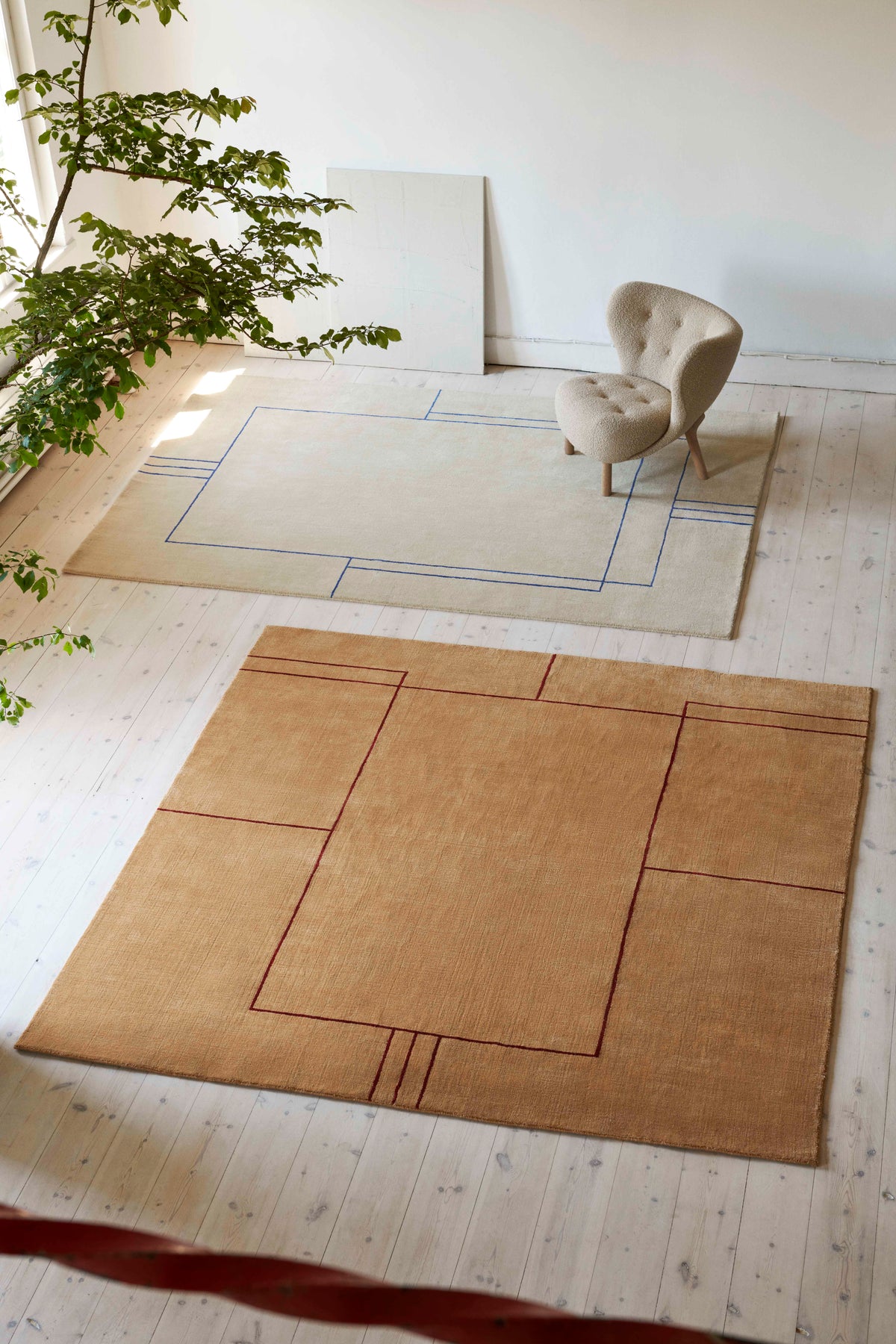 CRUISE brown rug with burgundy