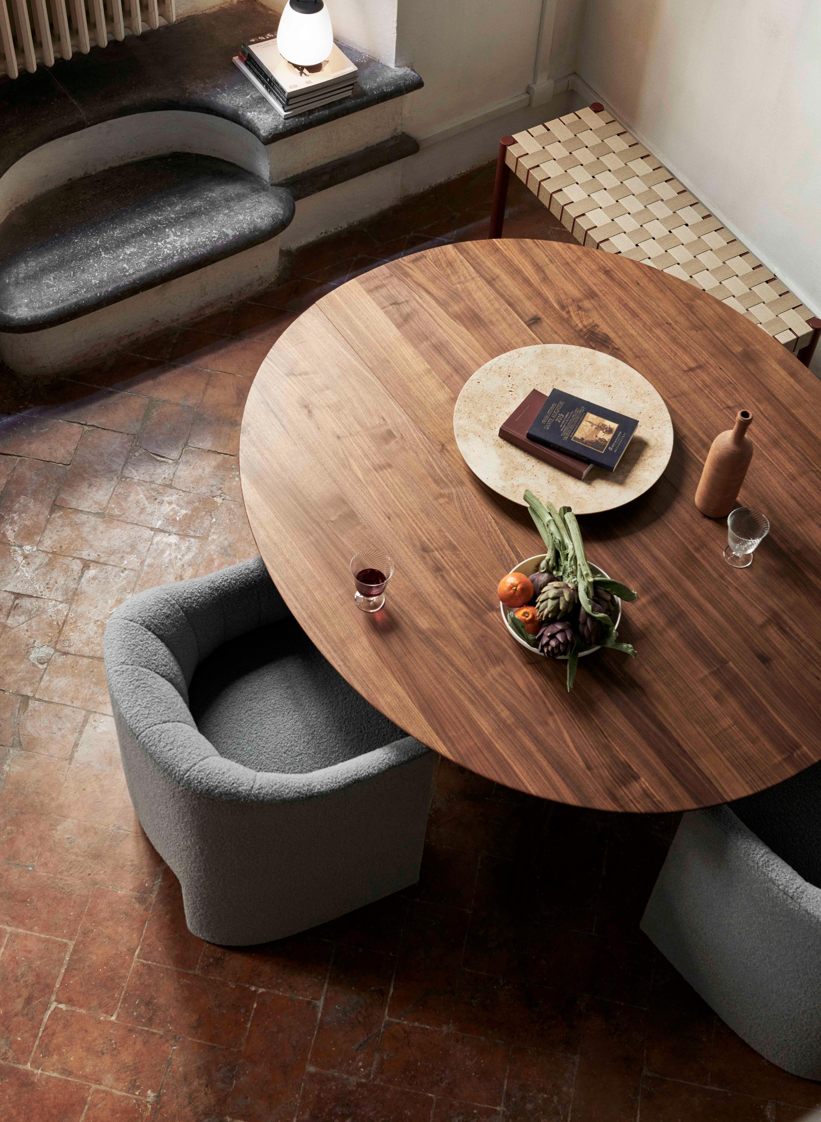 Round Folding Table DROP LEAF HM6 oiled walnut wood