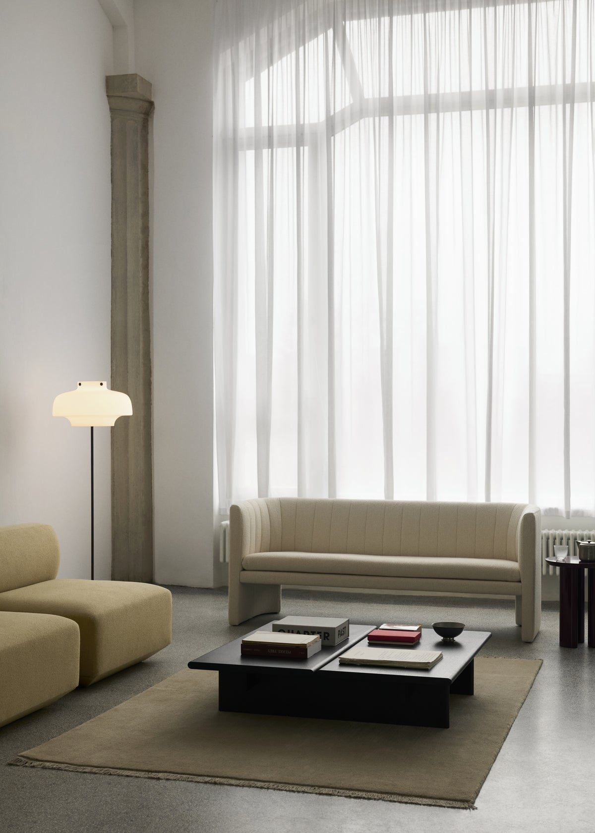 COPENHAGEN SC14 floor lamp with an opal shade and a bronzed brass base