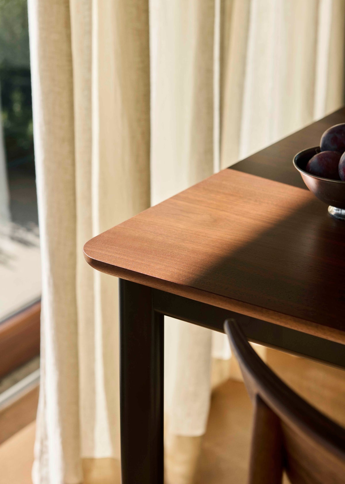 DRIP Walnut Table with Brown Base