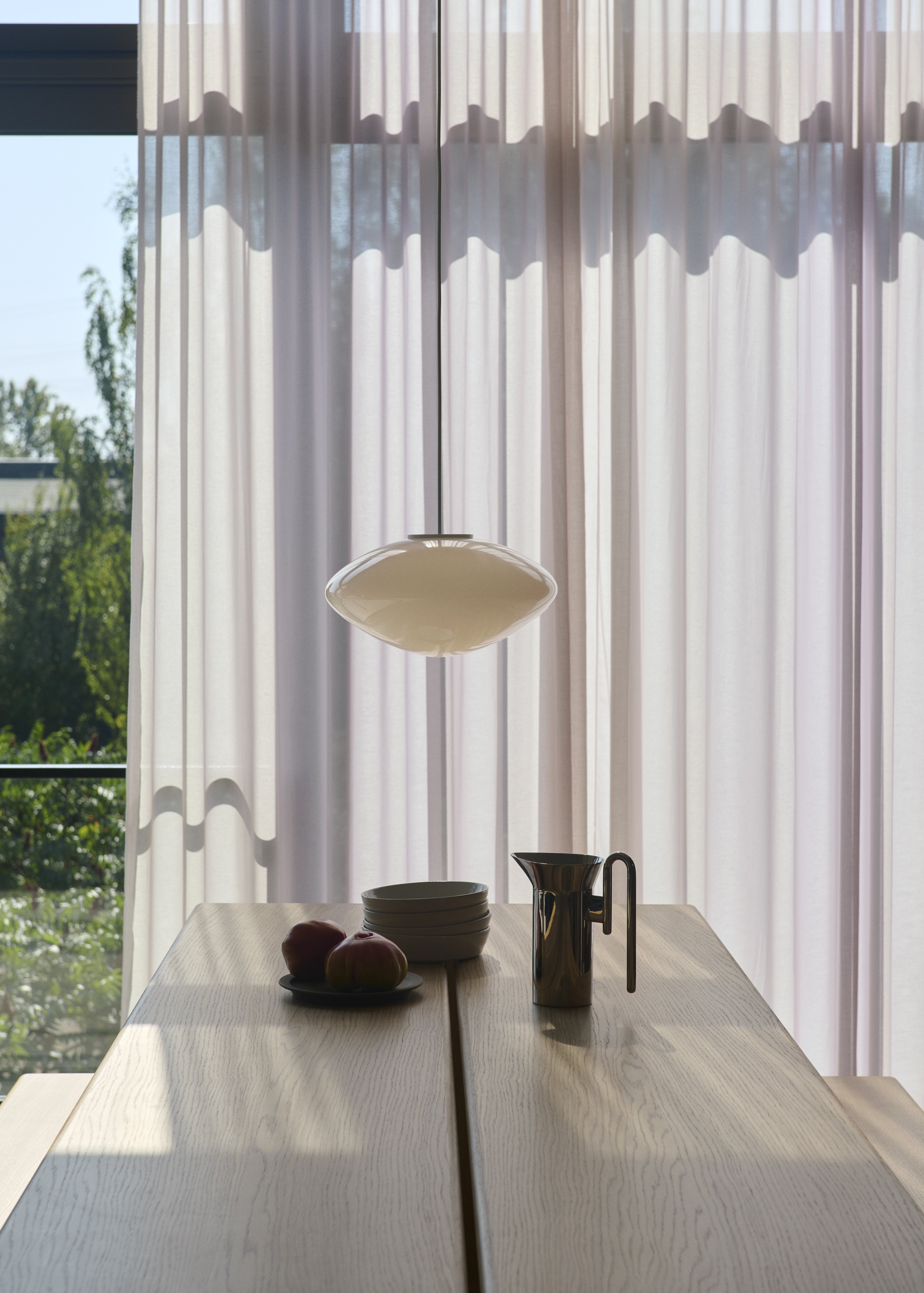 Pendant lamp MIST with opal shade