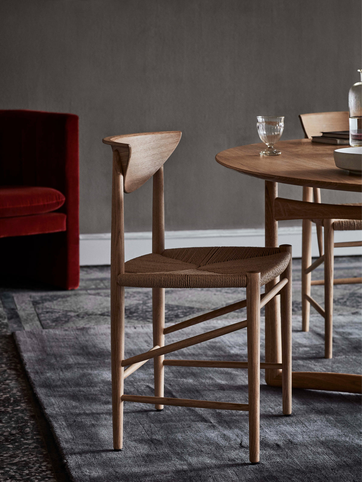 DRAWN HM3 chair in oiled oak with a woven seat