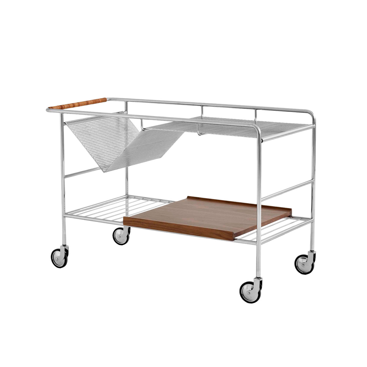 ALIMA NDS1 Cart in Chrome with Walnut Lacquered Wood