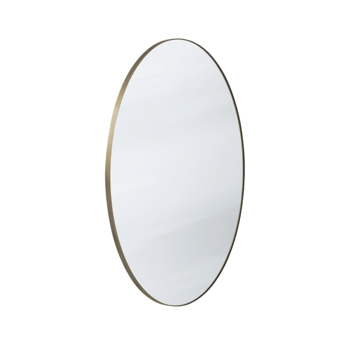Round wall mirror AMORE with a brown frame