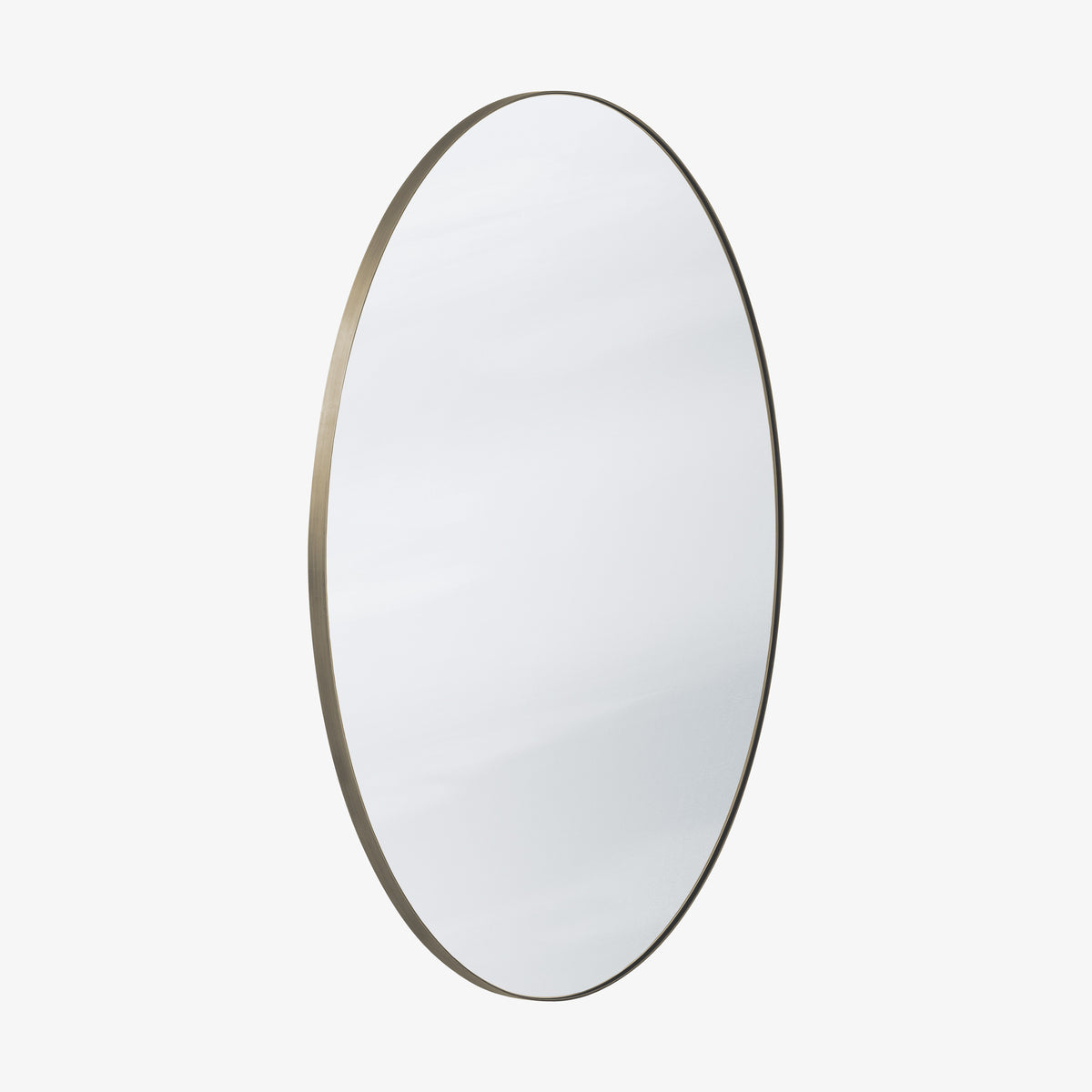 Round wall mirror AMORE with a brown frame