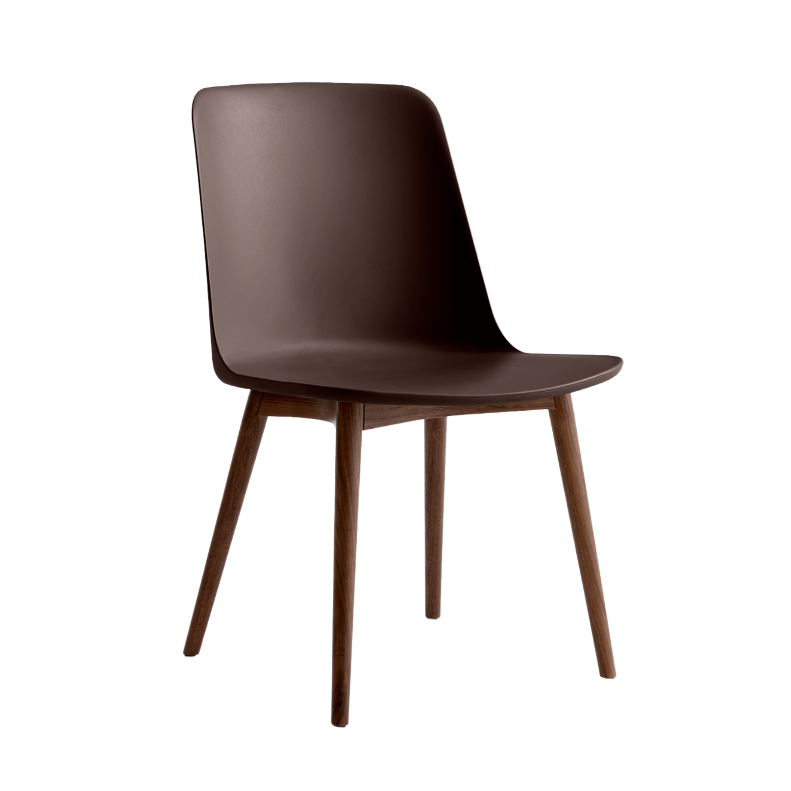 RELY HW71 chair in rusty brown with a walnut base
