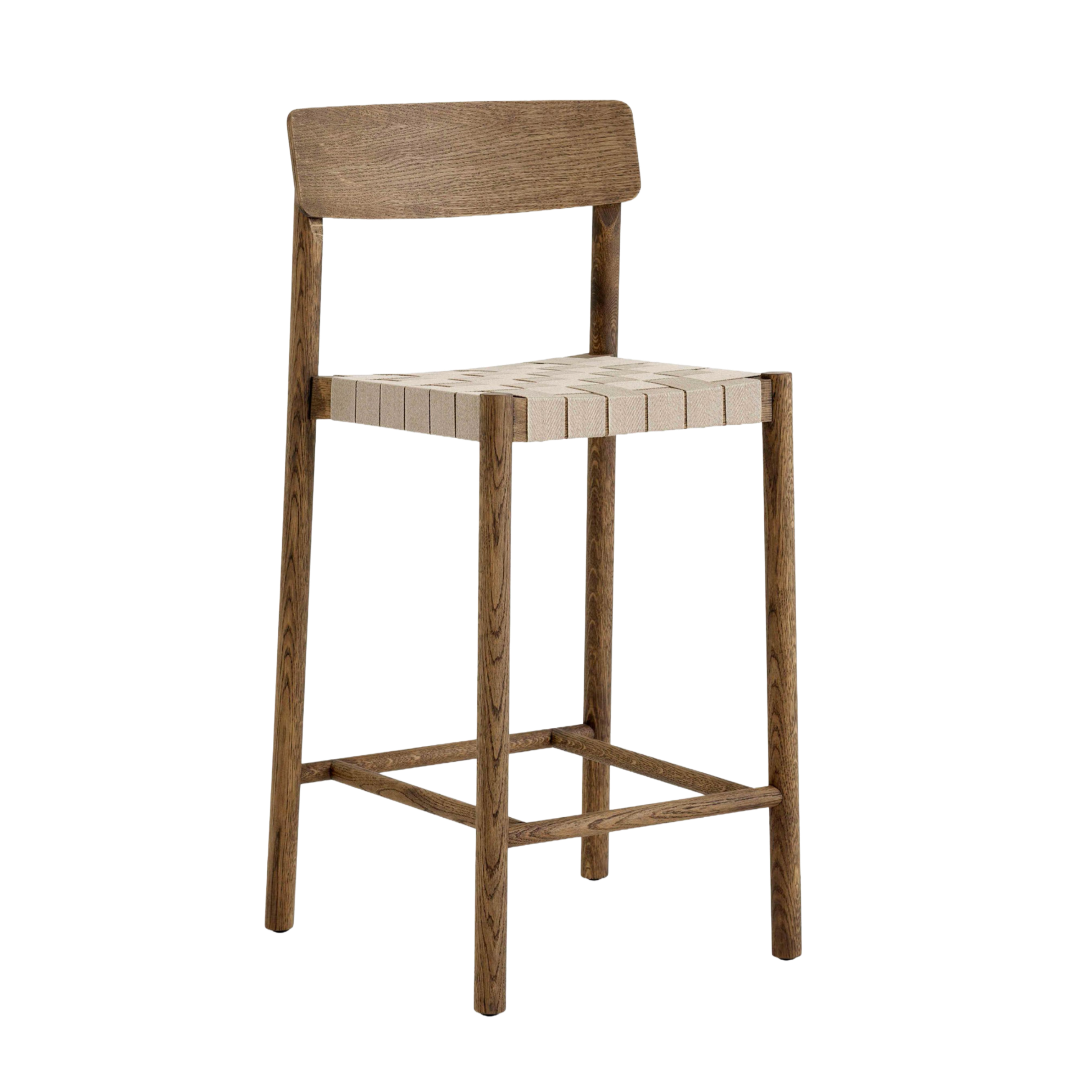 BETTY Stool with beige woven seat and smoked oiled oak