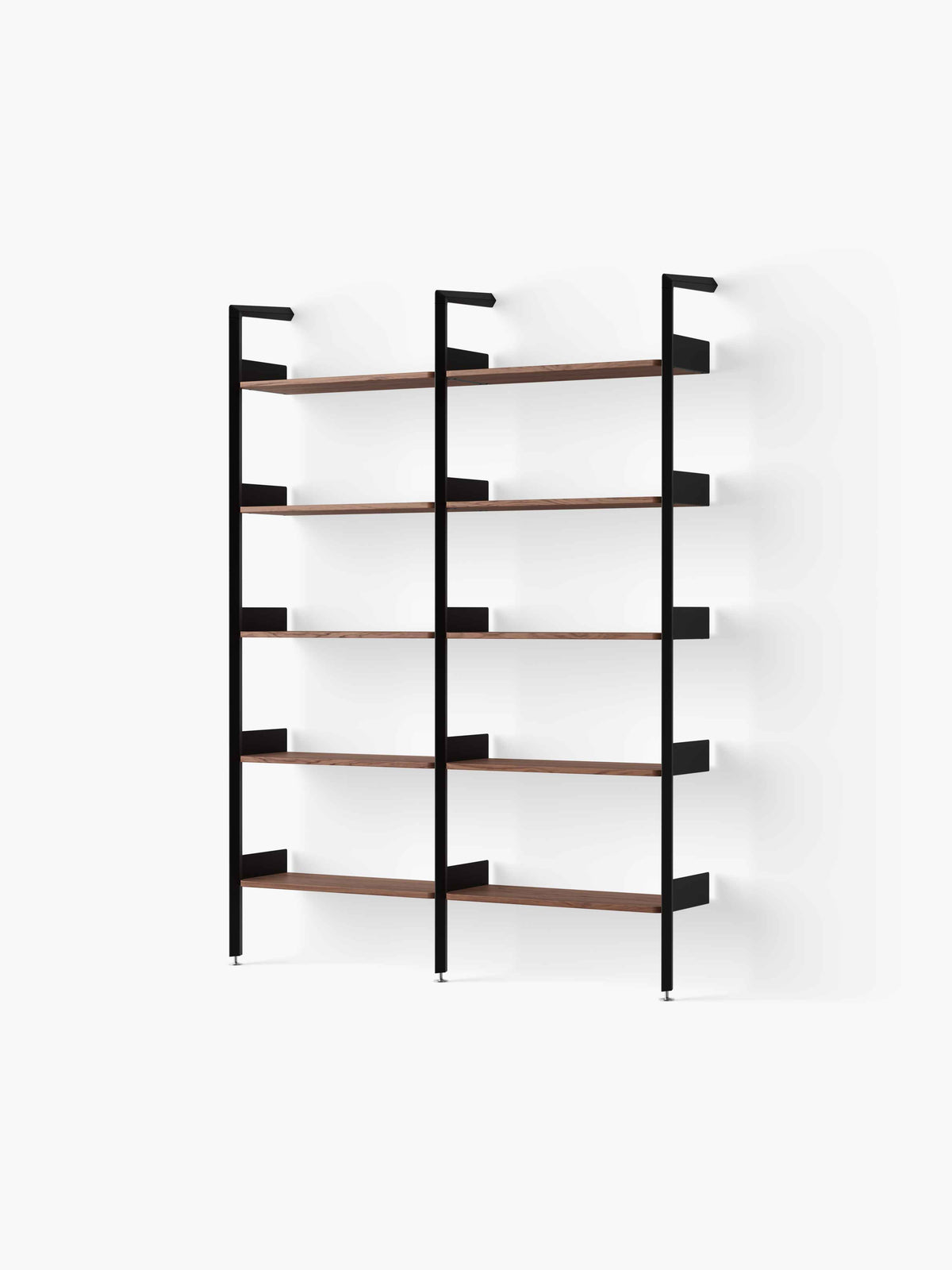 Modular shelf ROMBE in anthracite with walnut wood