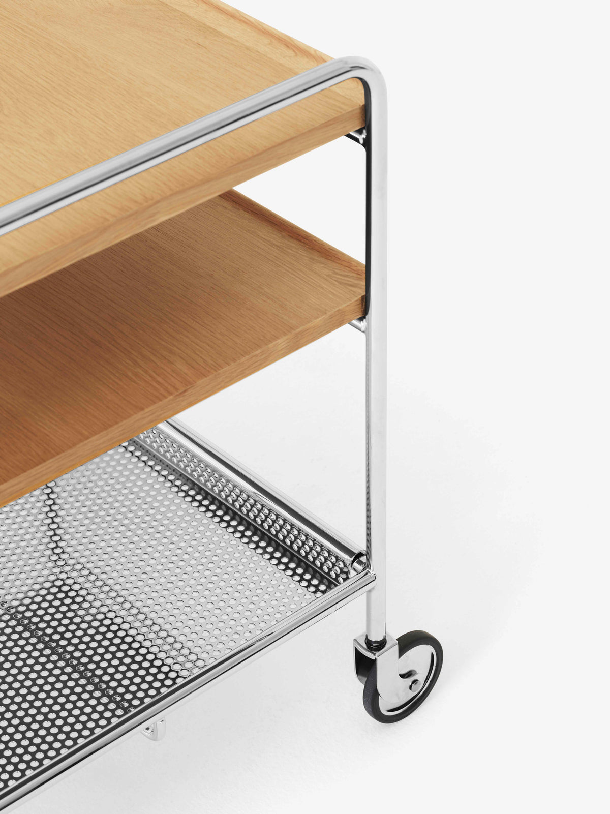 ALIMA NDS2 cart in chrome with oak wood