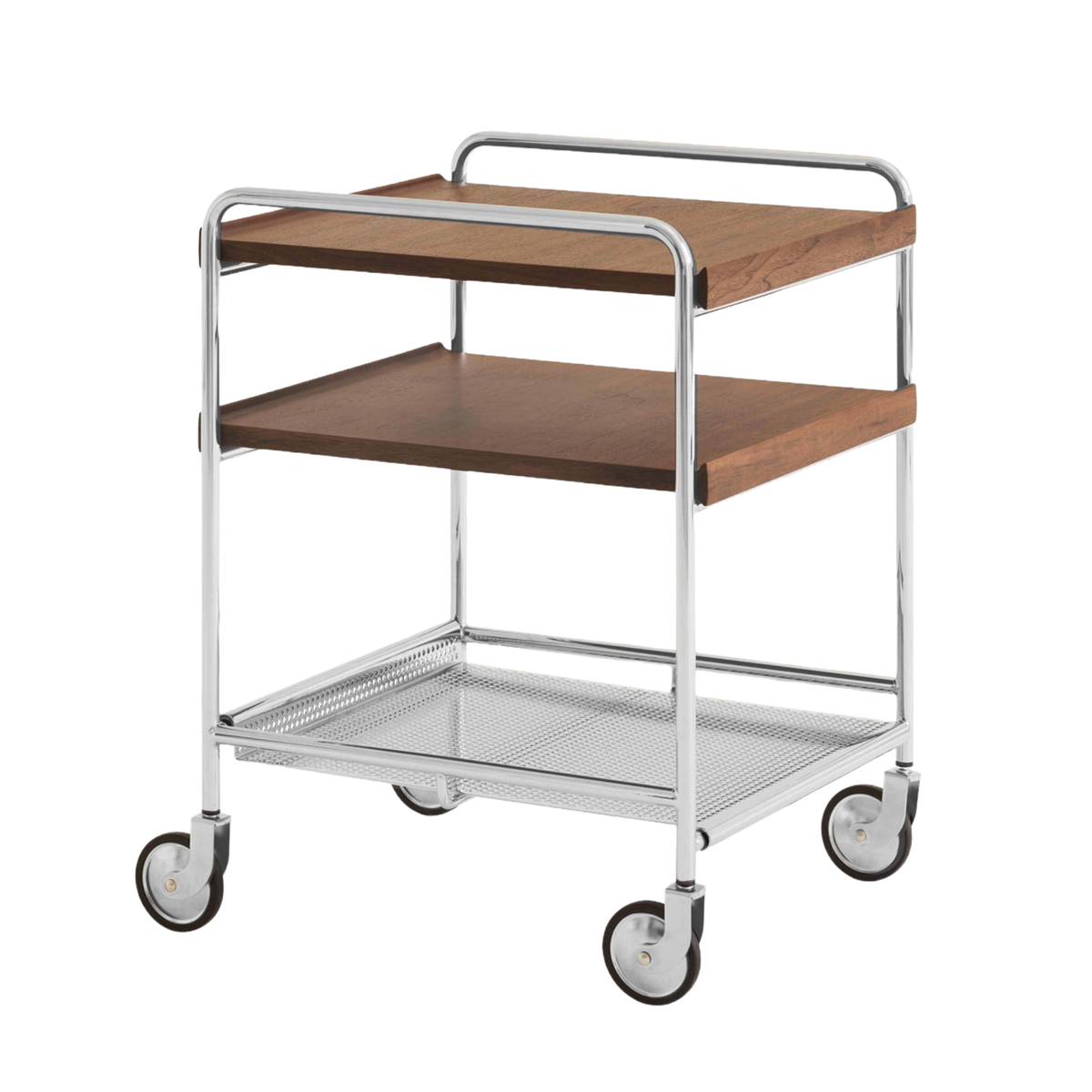 ALIMA NDS2 cart in chrome with walnut wood