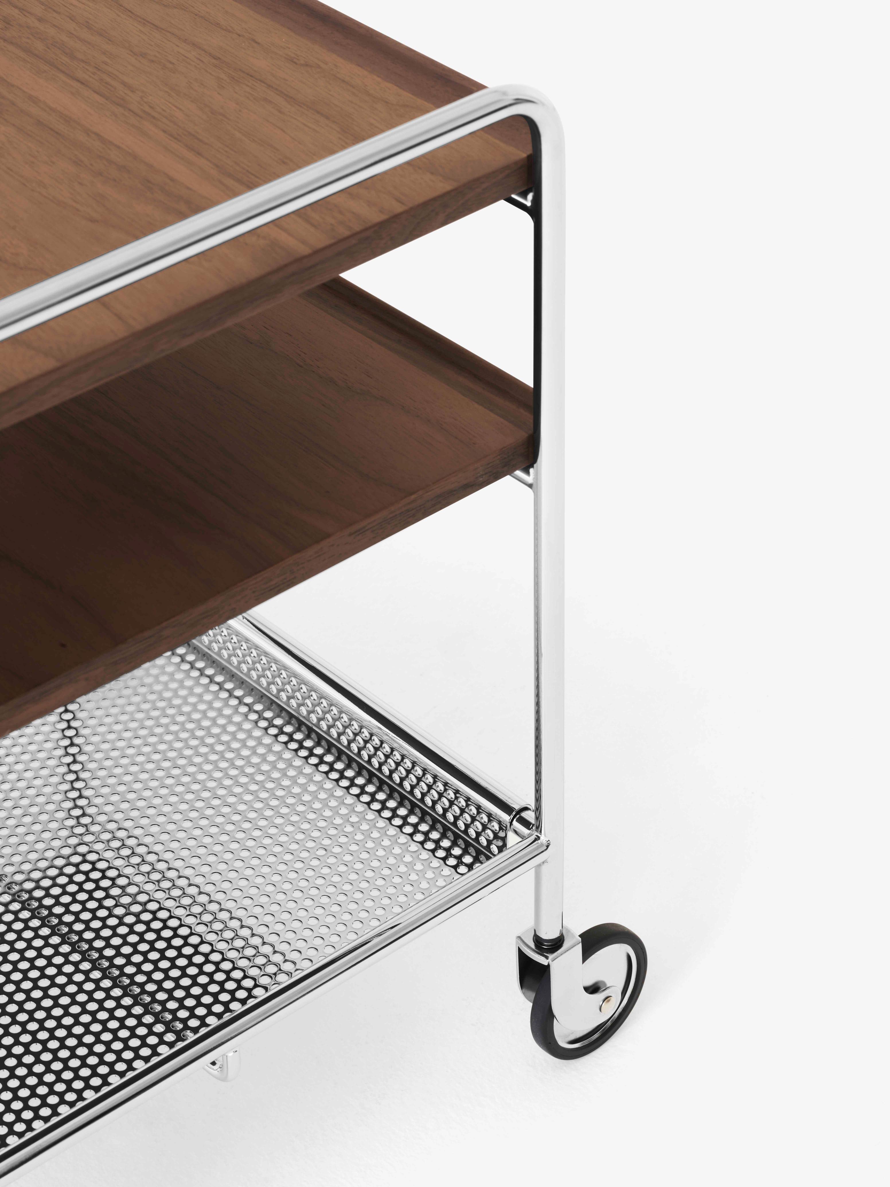 ALIMA NDS2 cart in chrome with walnut wood
