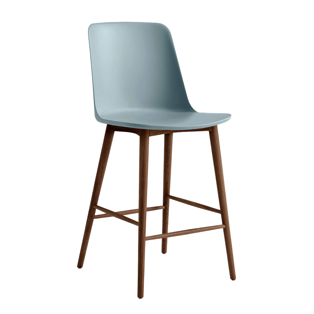 RELY Bar Stool in Blue with Walnut Base