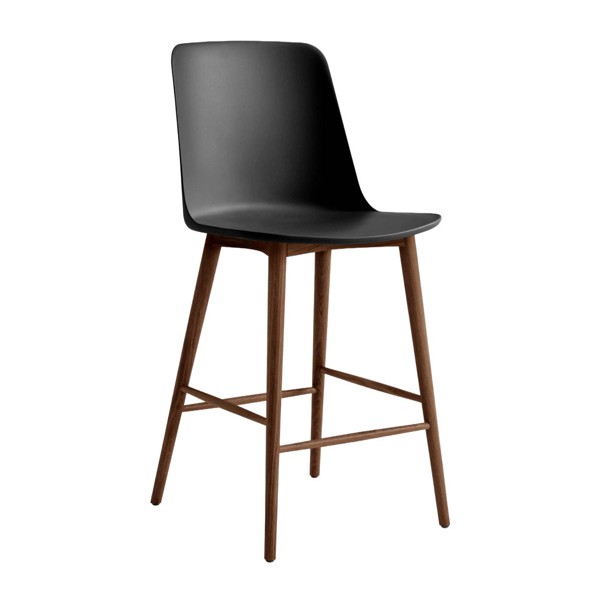 RELY Bar Stool in Black with Walnut Base