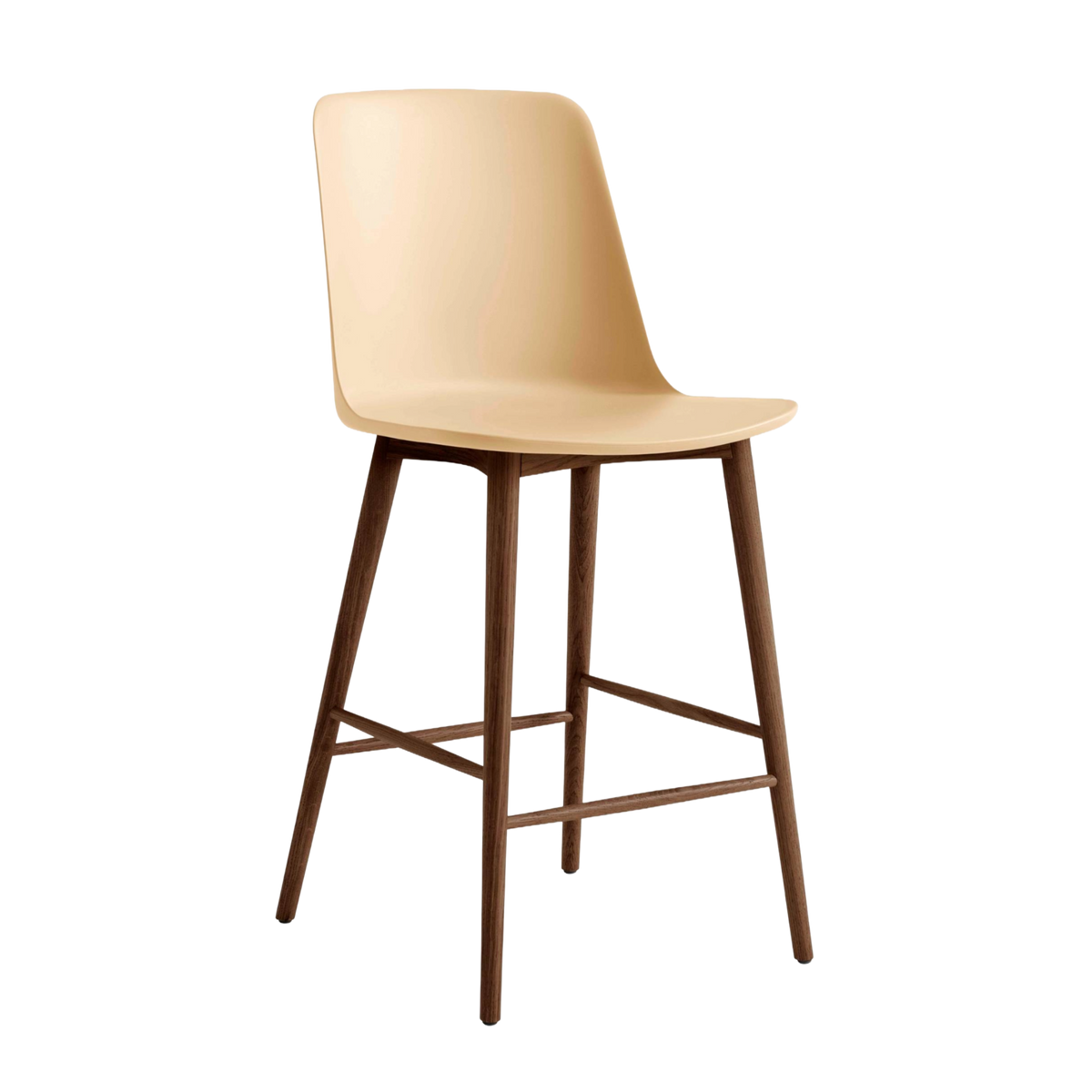 RELY bar stool in sand with a walnut base