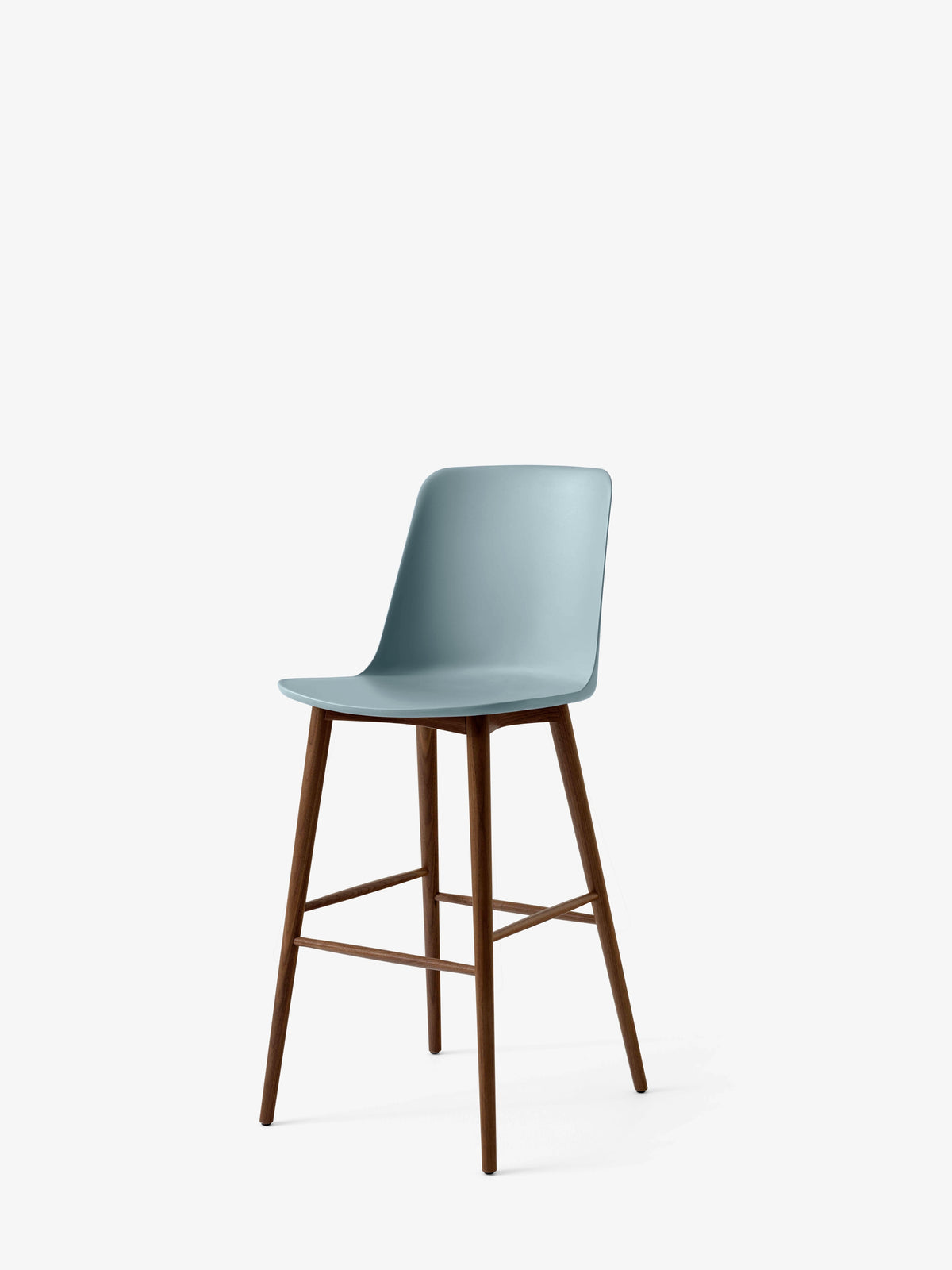 RELY Bar Stool in Blue with Walnut Base