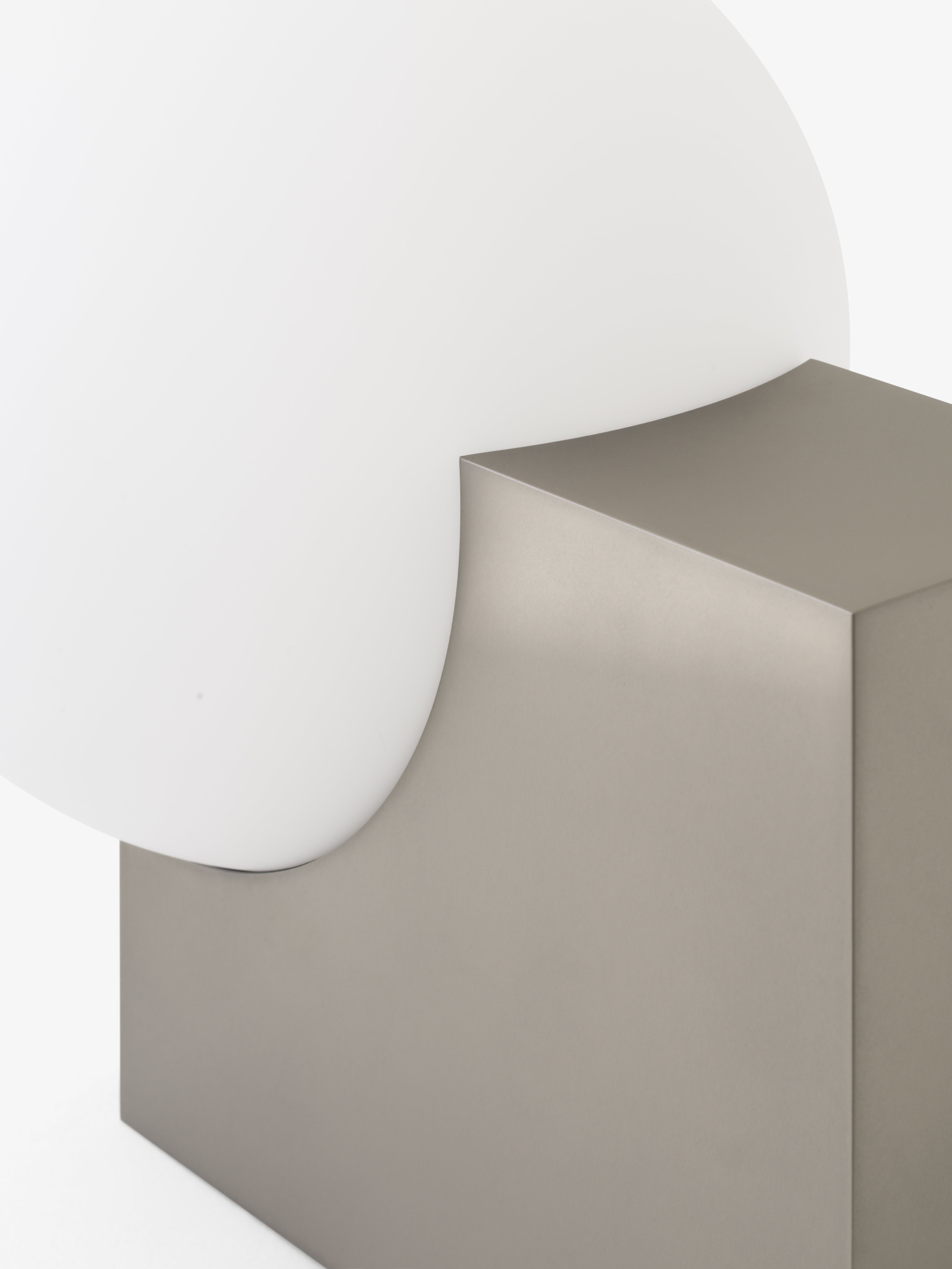 JOURNEY SH4 Floor Lamp with a Glass Shade and Brushed Steel Base