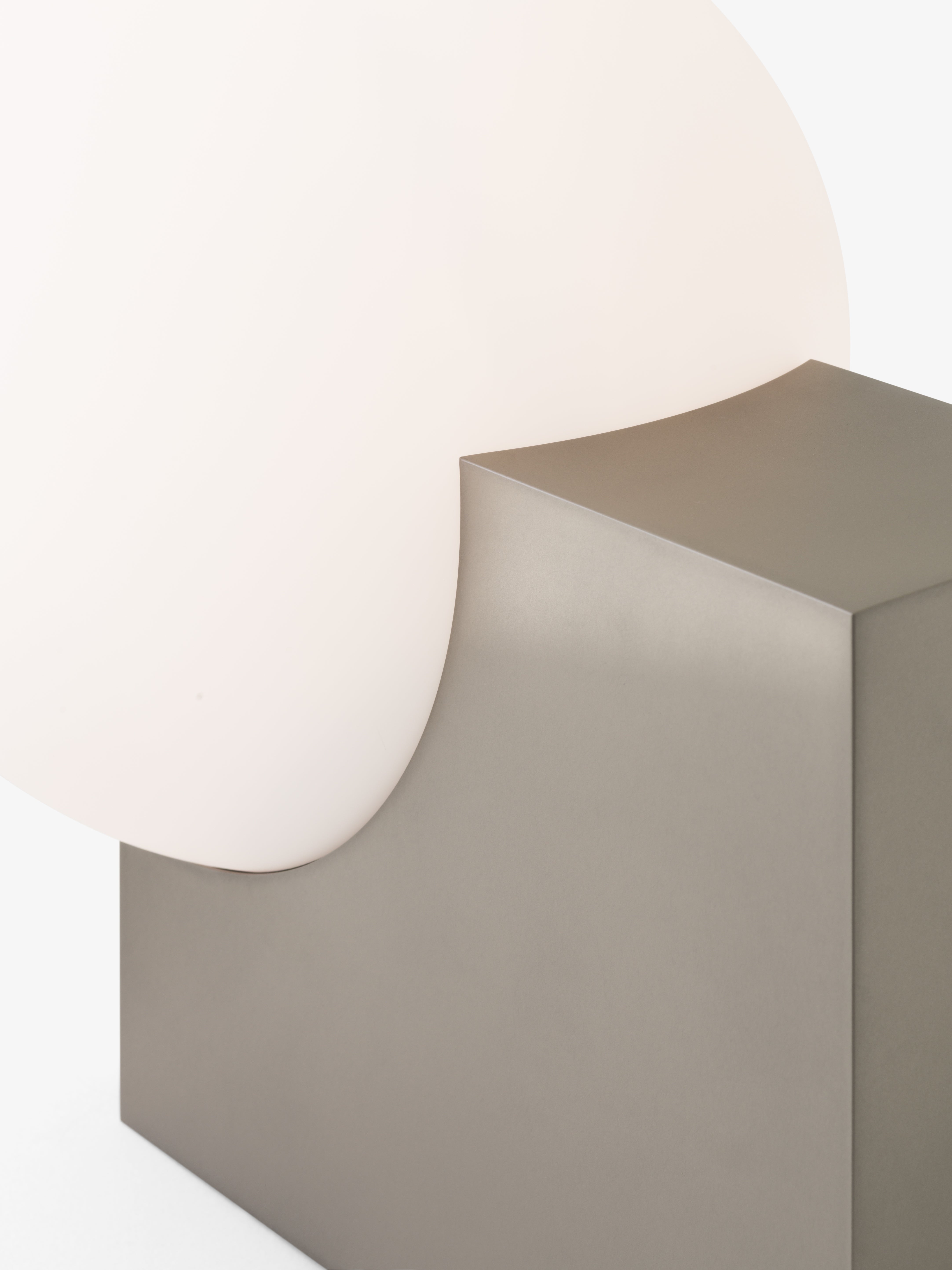 JOURNEY SH4 Floor Lamp with a Glass Shade and Brushed Steel Base
