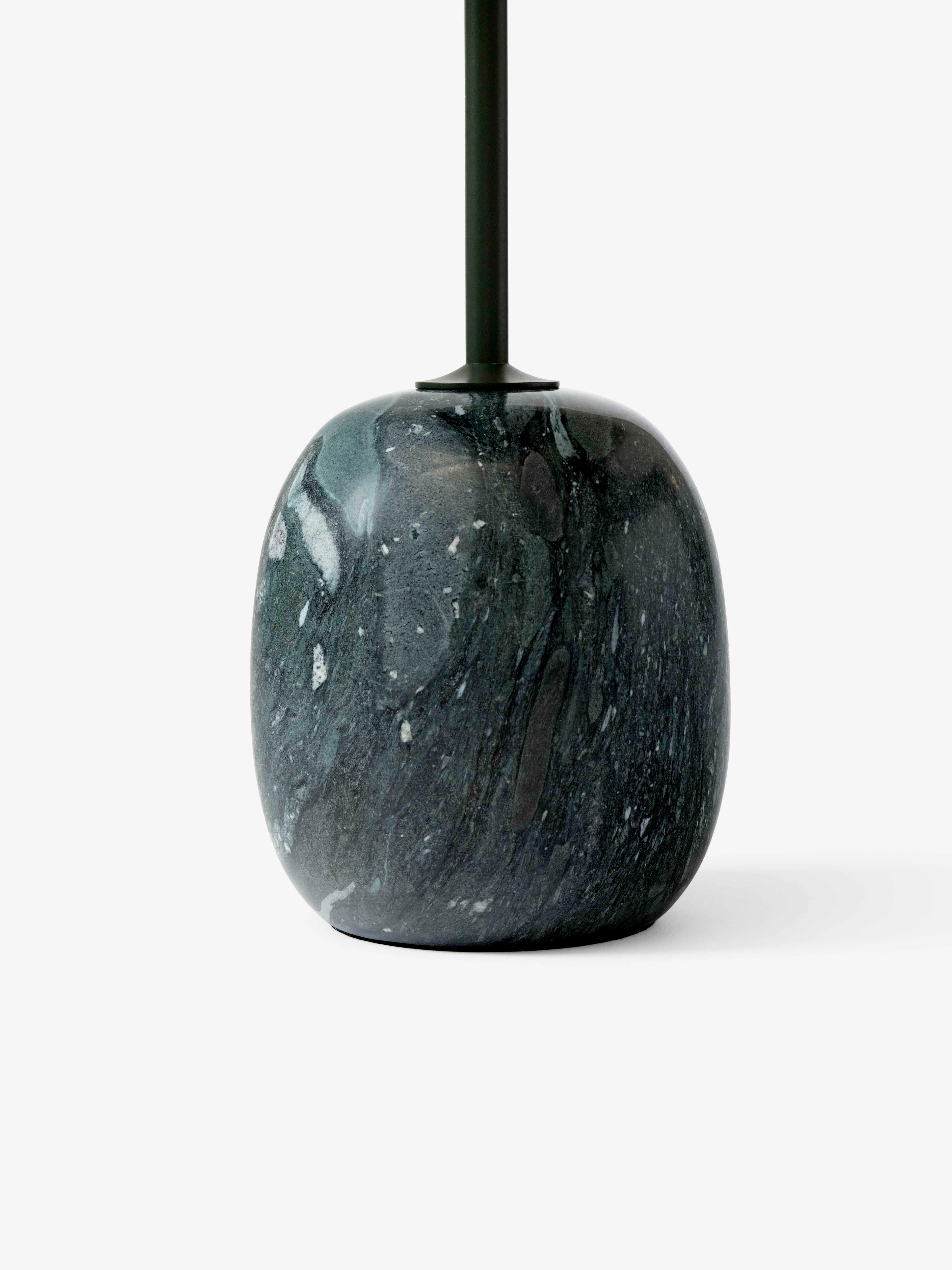 Side table LATO dark green top with gray-green marble base