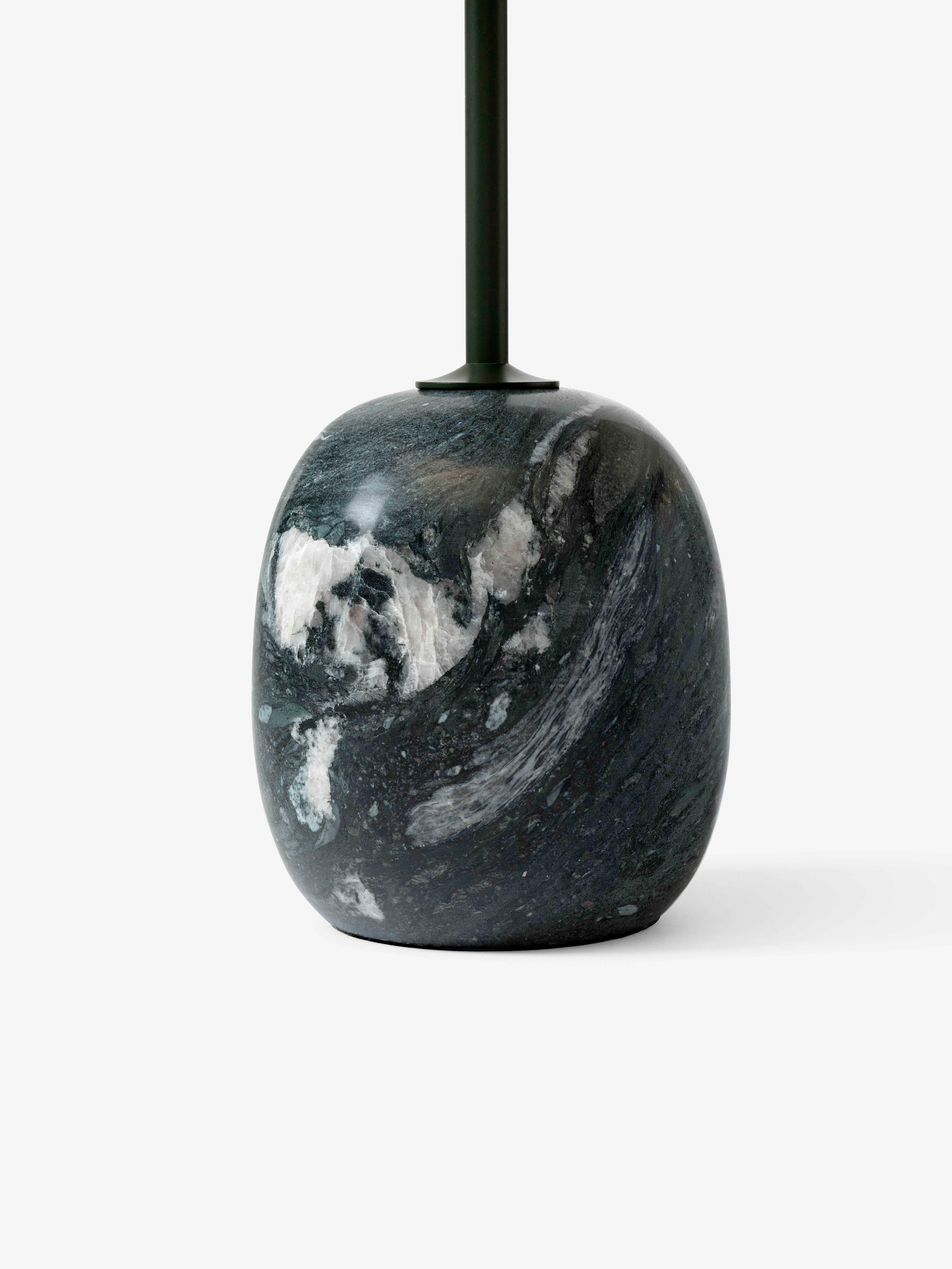 Side table LATO dark green top with gray-green marble base