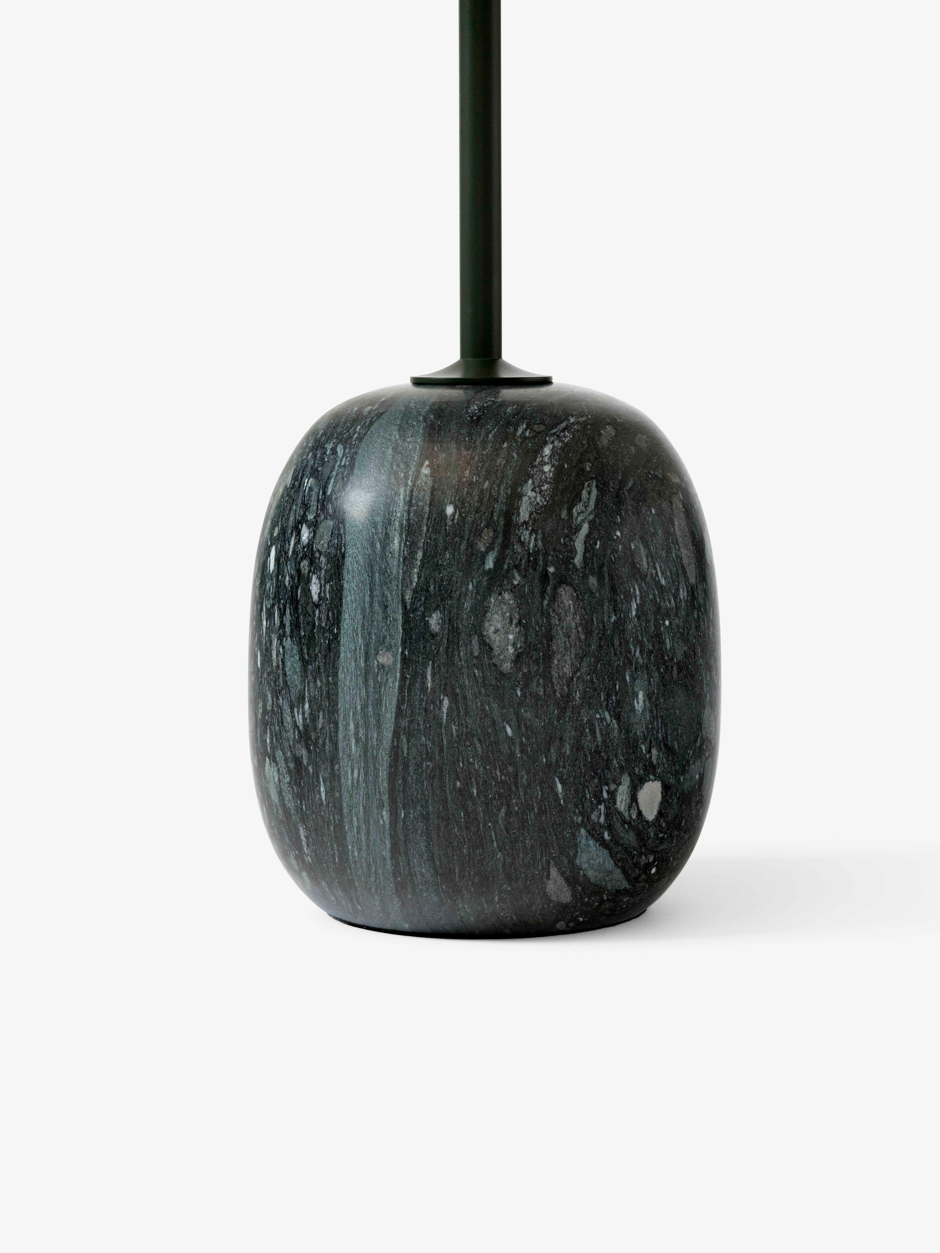 Side table LATO dark green top with gray-green marble base