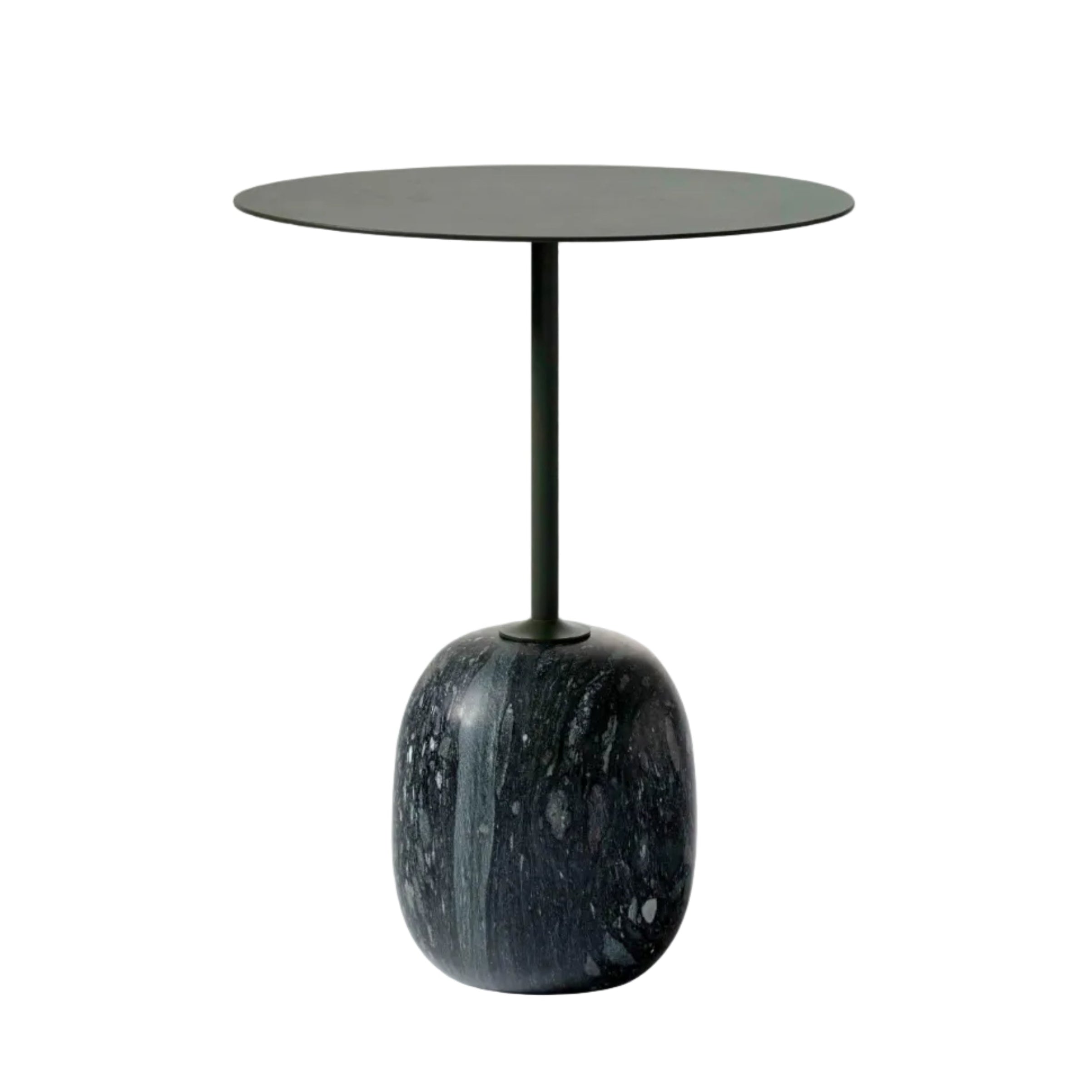 Side table LATO dark green top with gray-green marble base