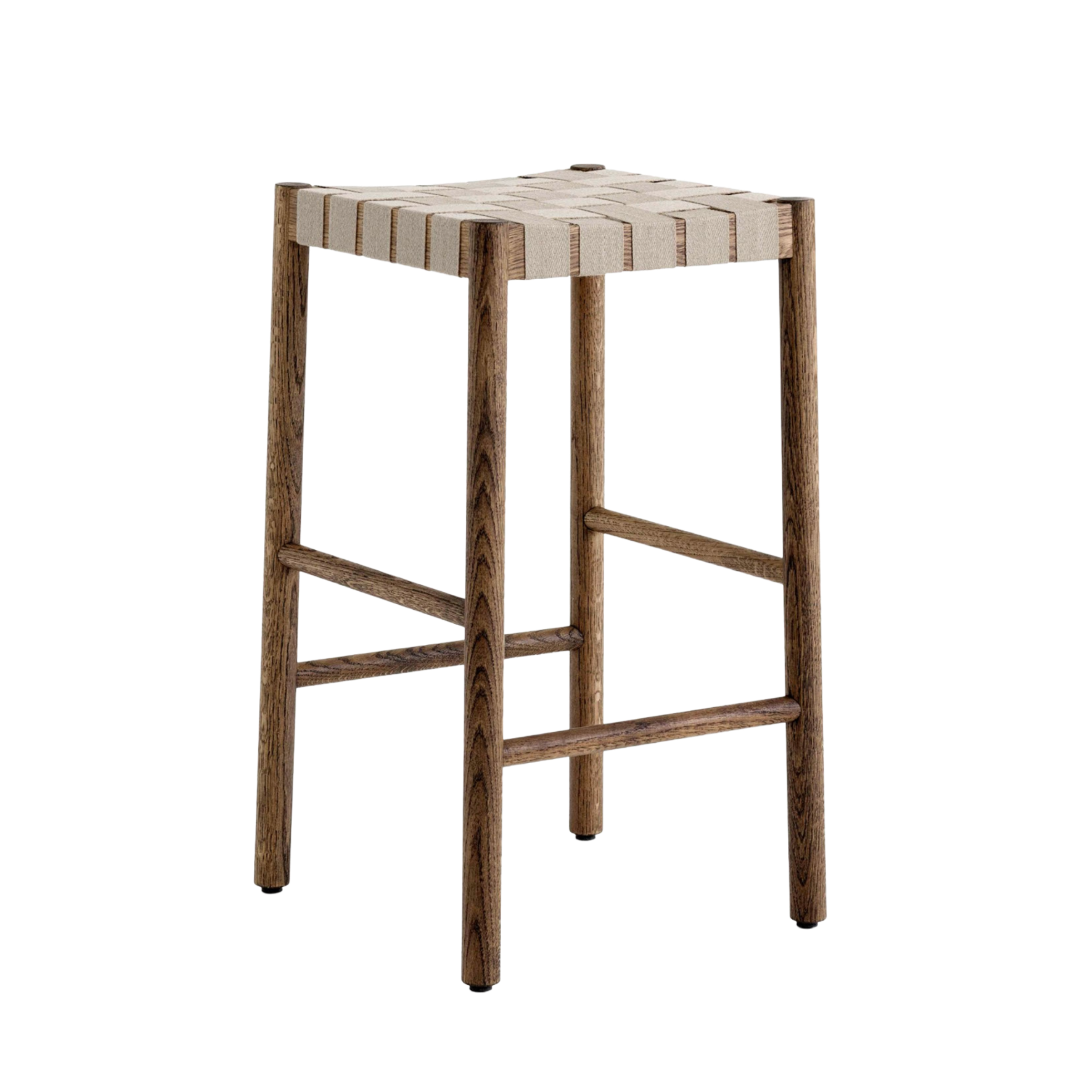 BETTY stool with beige woven seat and smoked oiled oak