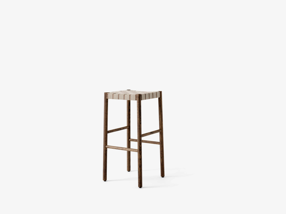 BETTY stool with beige woven seat and smoked oiled oak