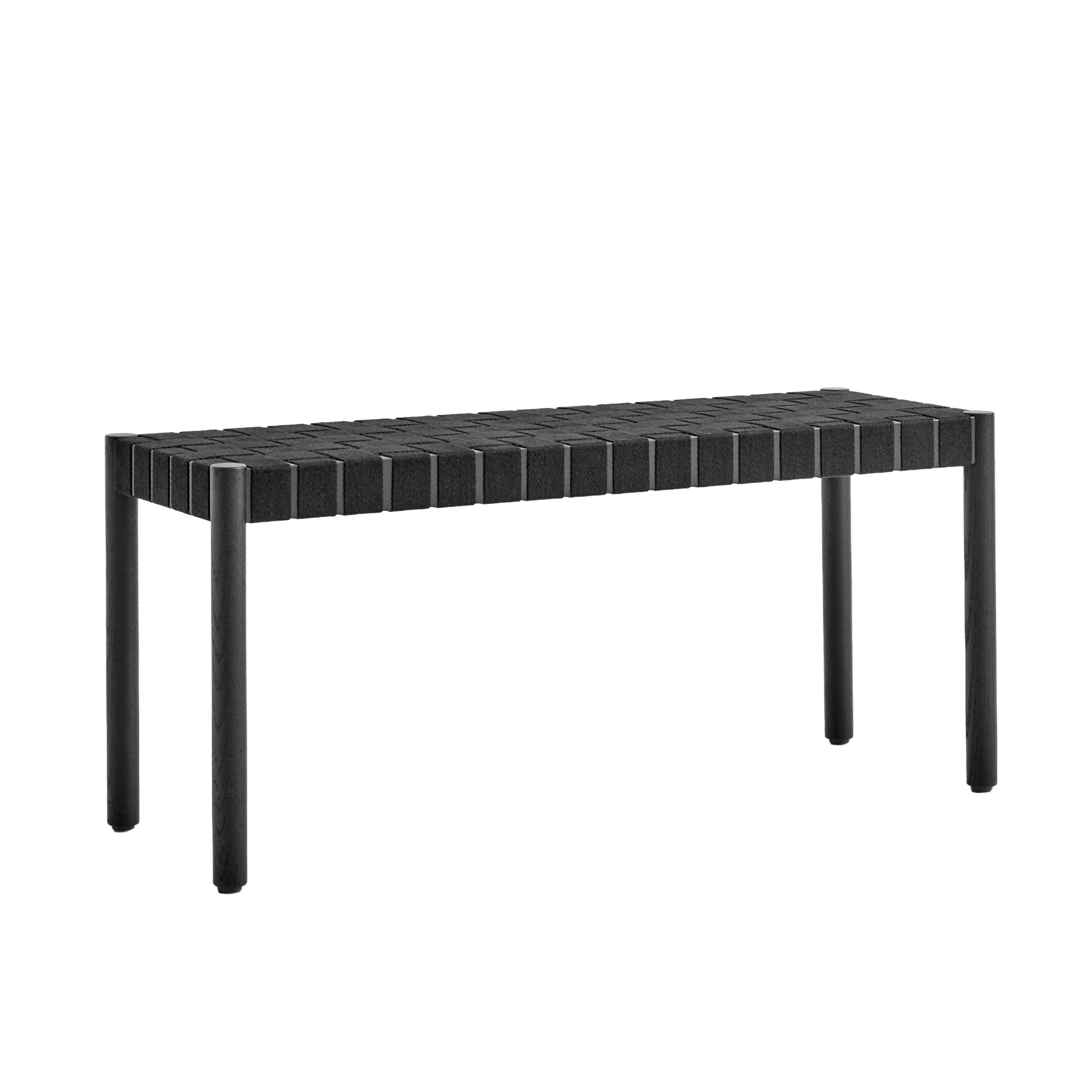 BETTY bench with black woven seat and black lacquered ash